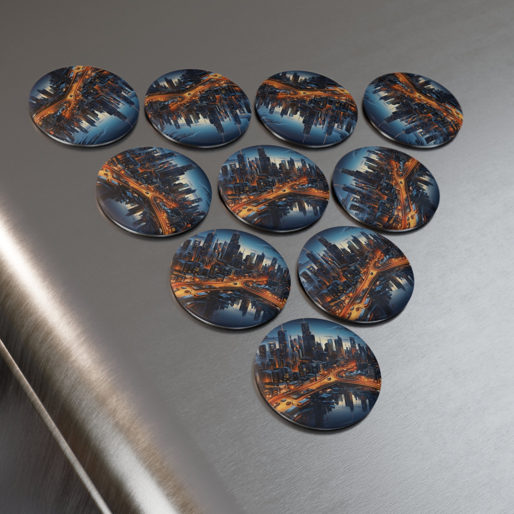Button Magnet, Round (1 & 10 pcs) - Isometric City Designs 08
