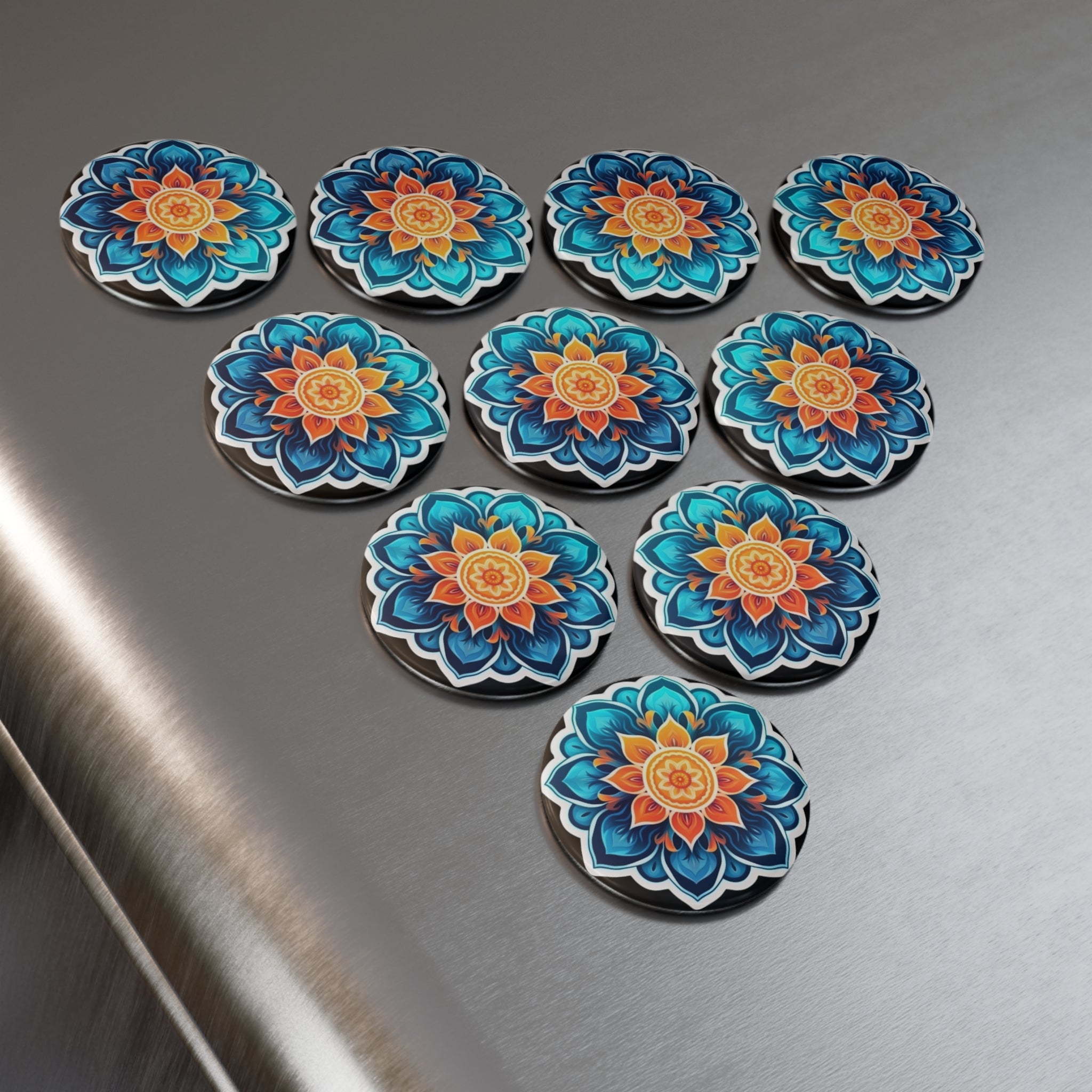 Button Magnet, Round (1 & 10 pcs) - Mandalas 04