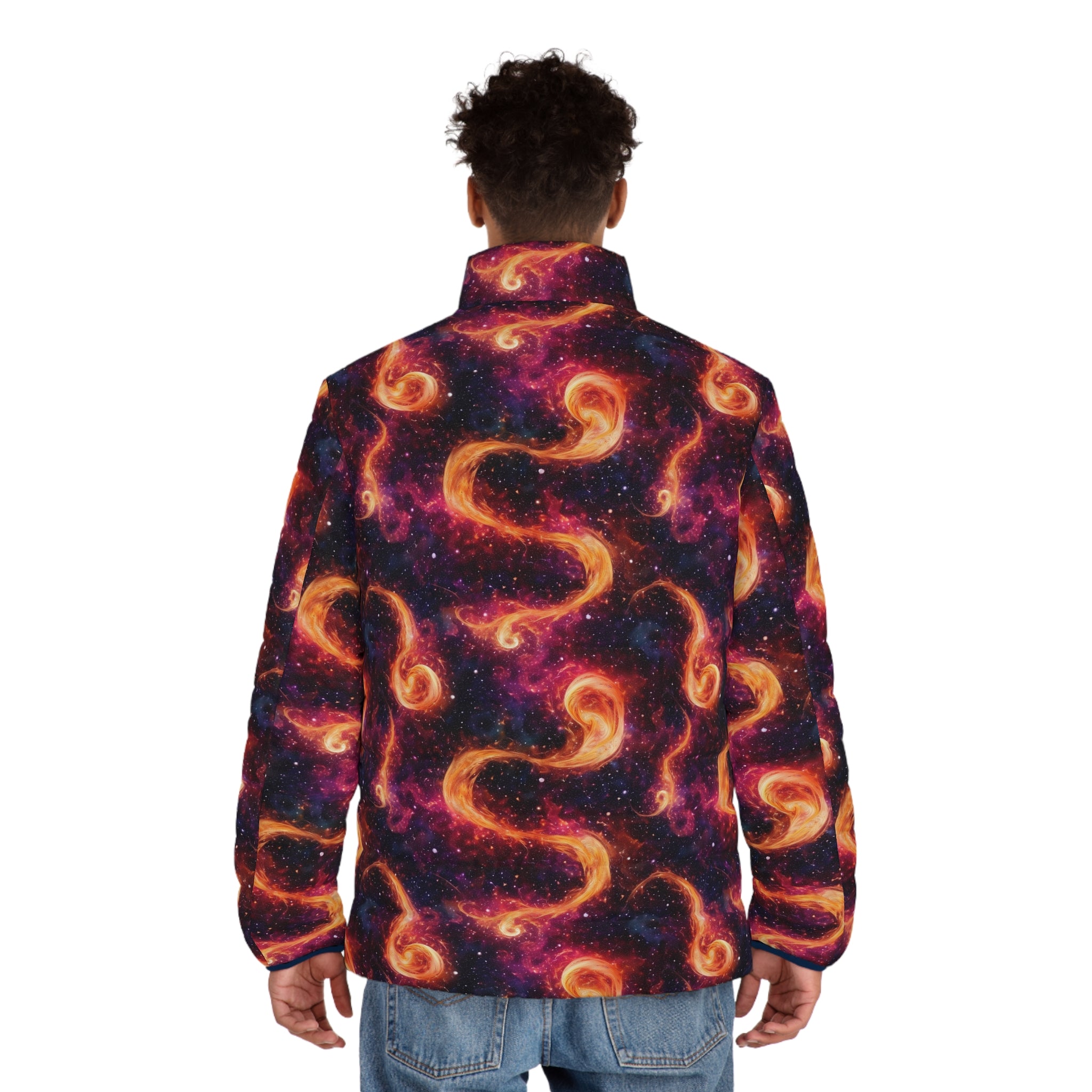 Men's Puffer Jacket (AOP) - Digital Galaxies 03