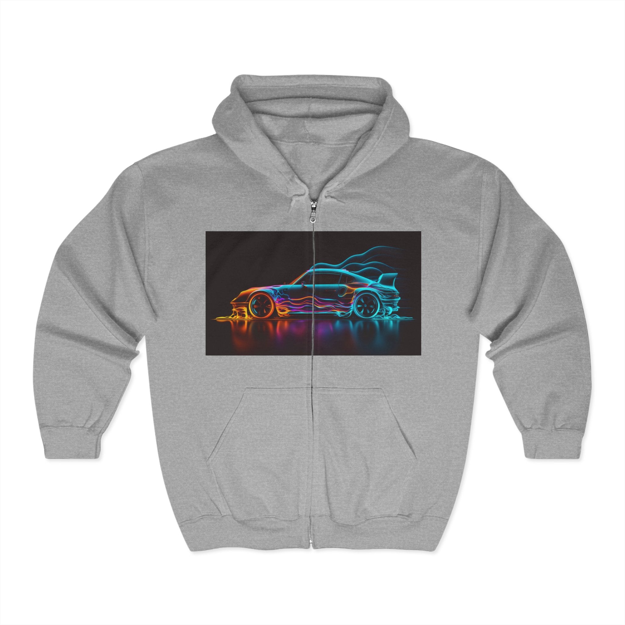 Unisex Heavy Blend™ Full Zip Hooded Sweatshirt - Neon Car 02