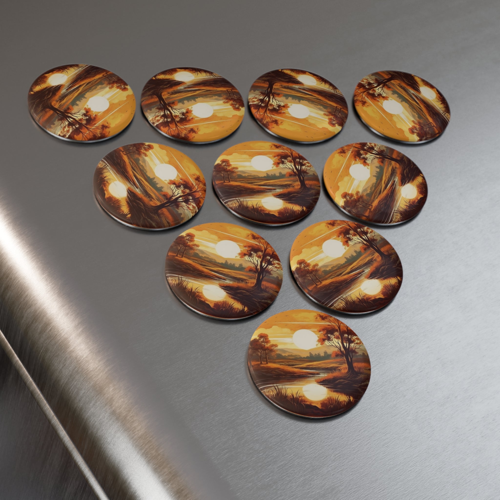 Button Magnet, Round (1 & 10 pcs) - Sunsets 07