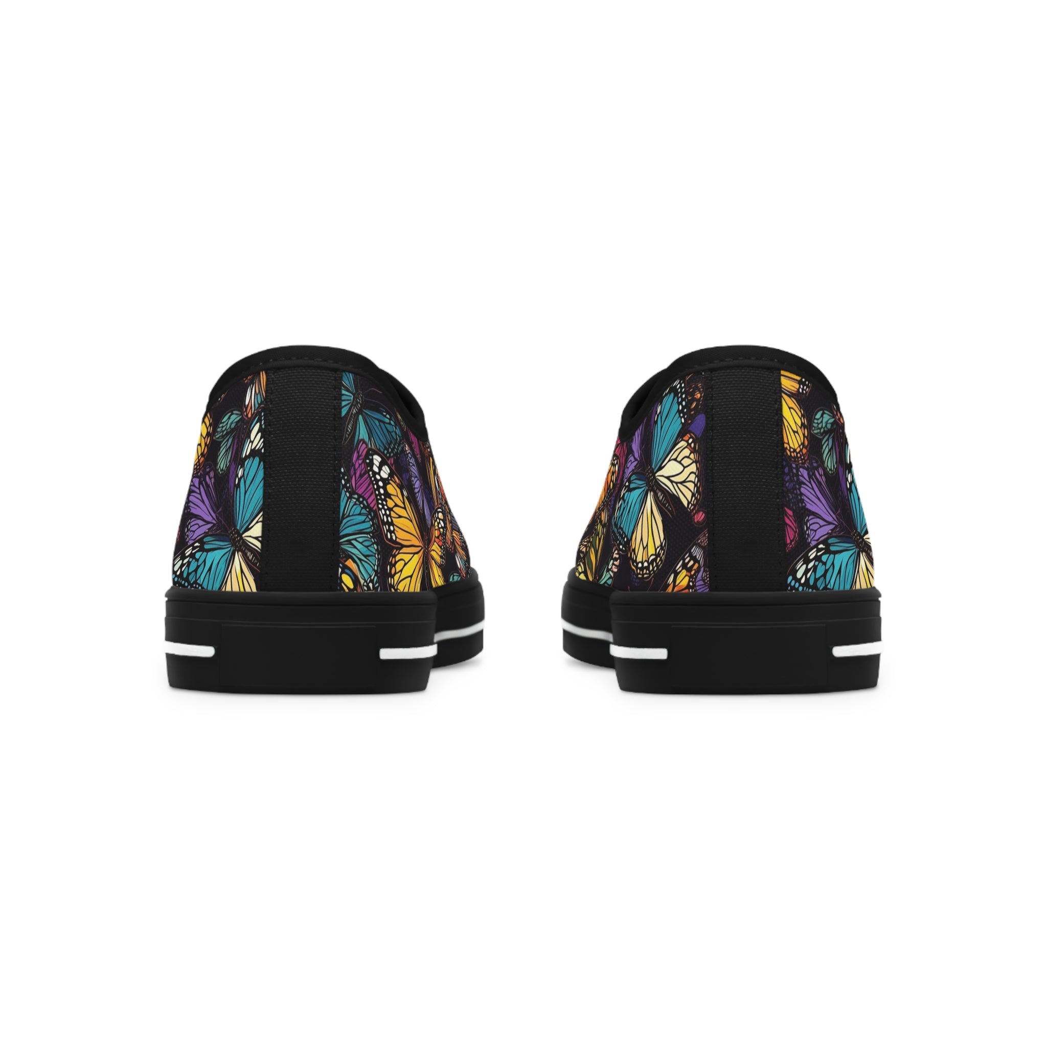 Women's Low Top Sneakers (AOP) - Seamless Butterfly Designs 06