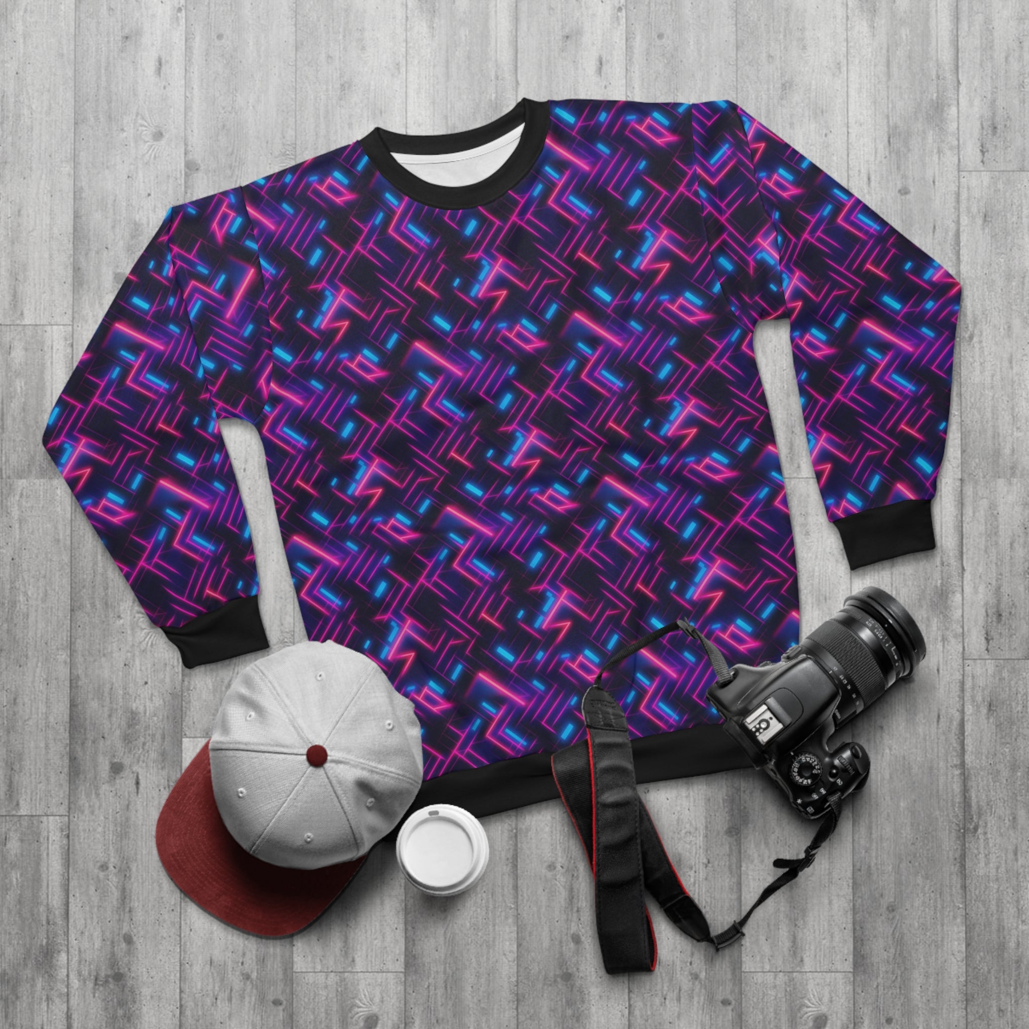 Unisex Sweatshirt (AOP) - Seamless Synthwave Designs 01