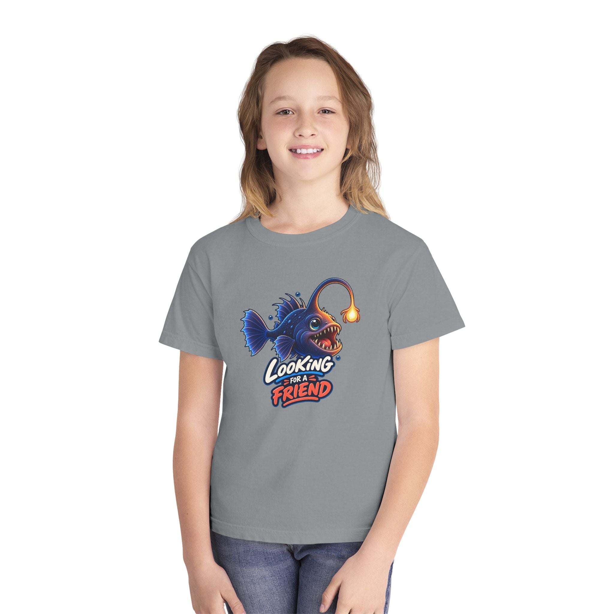 Youth Midweight Cotton Tee - Science collection - Angler Fish looking for a Friend