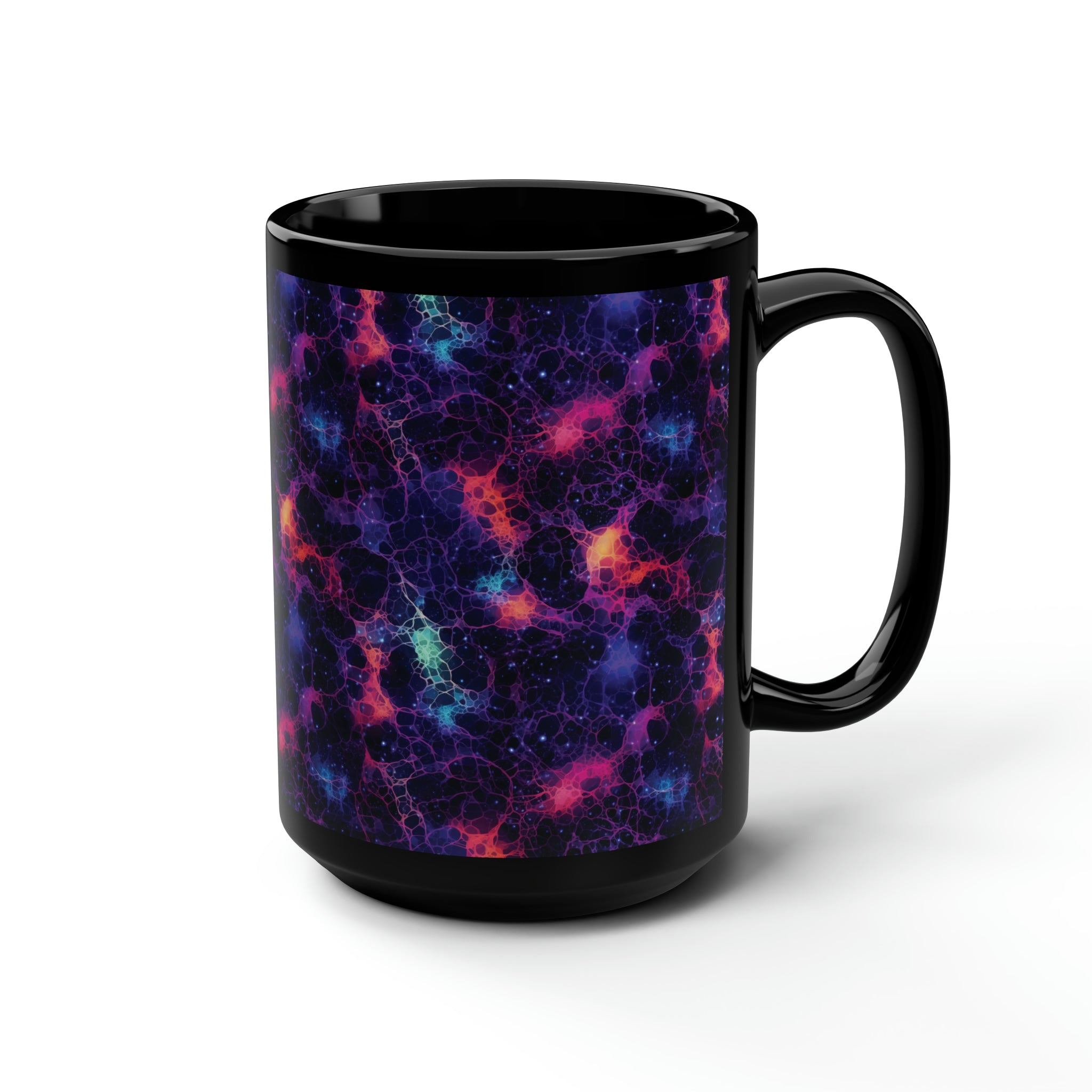 Black Mug, 15oz (AOP) - Fantasy Galaxies 08