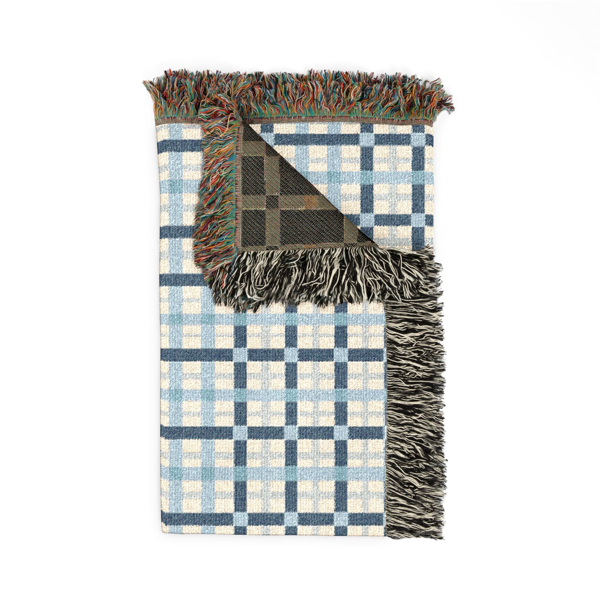 Woven Throw Blanket — Reversible Cozy Check Pattern for Living Room & Cabin - Design 01