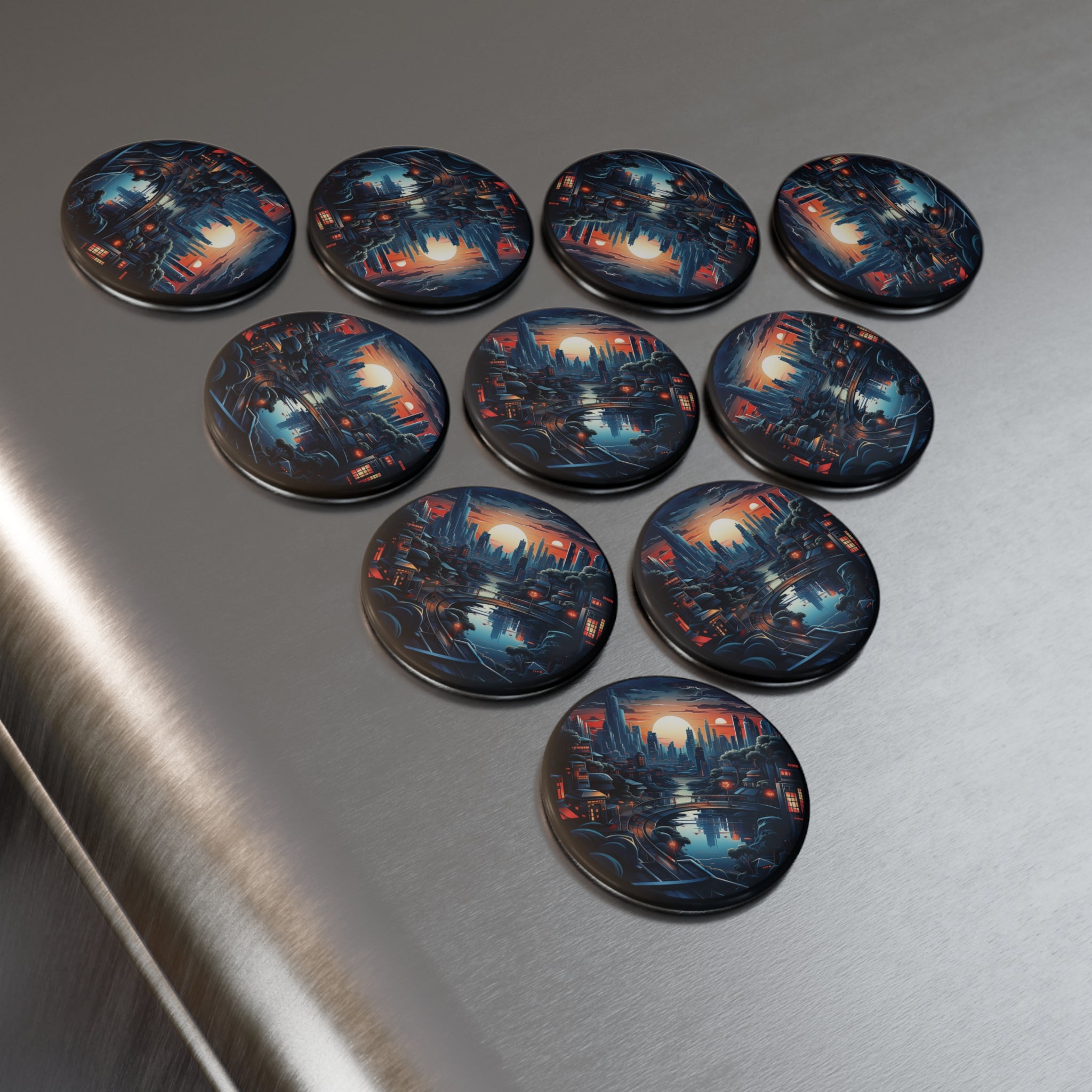 Button Magnet, Round (1 & 10 pcs) - Isometric City Designs 35