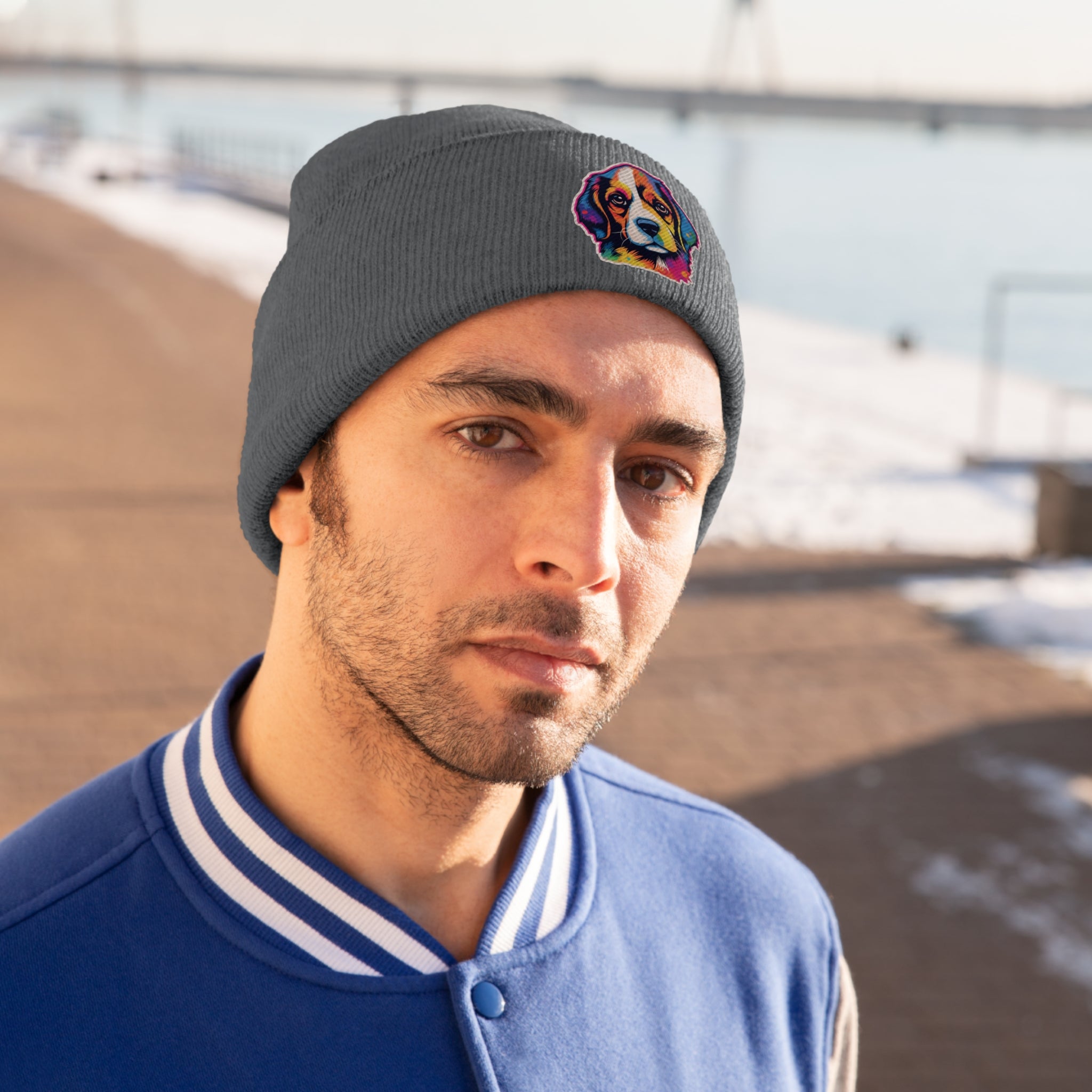 Knit Beanie - Puppy Pop Art 01
