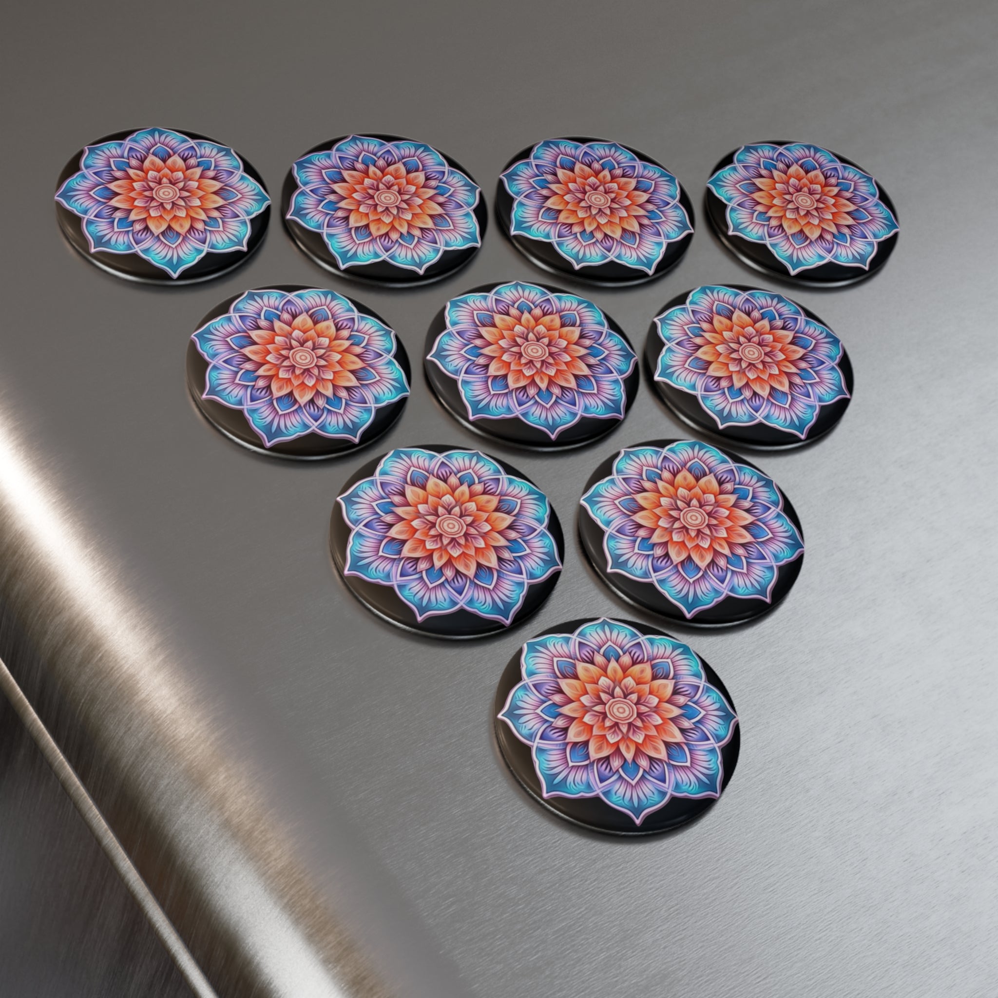 Button Magnet, Round (1 & 10 pcs) - Mandalas 15