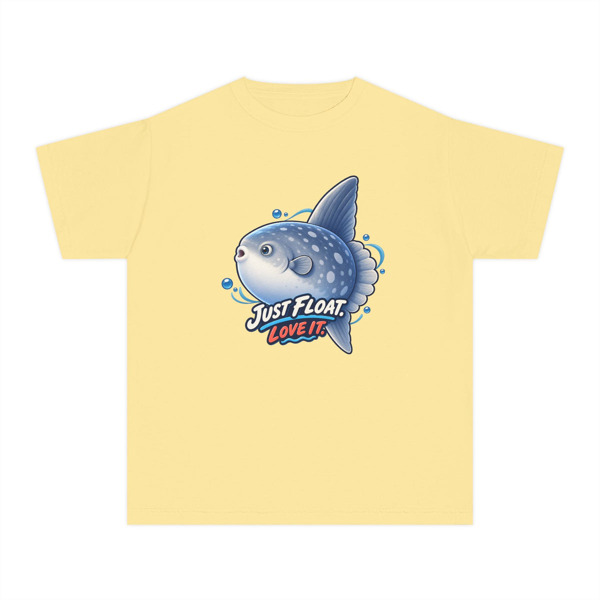 Sunfish drifting, a Science design, on a youth midweight cotton tee