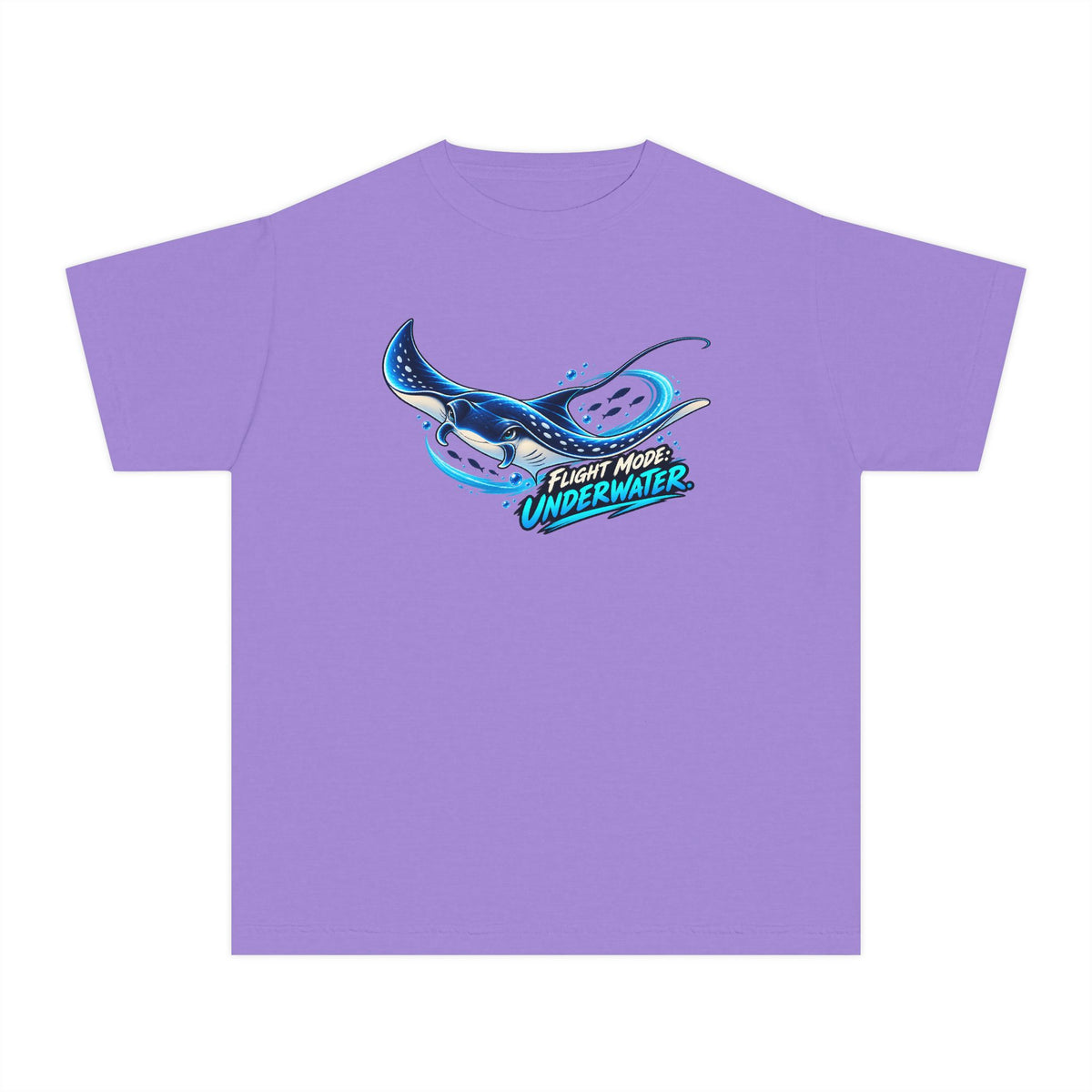 Manta Ray Flying Underwater, a Science design, on a youth midweight cotton tee