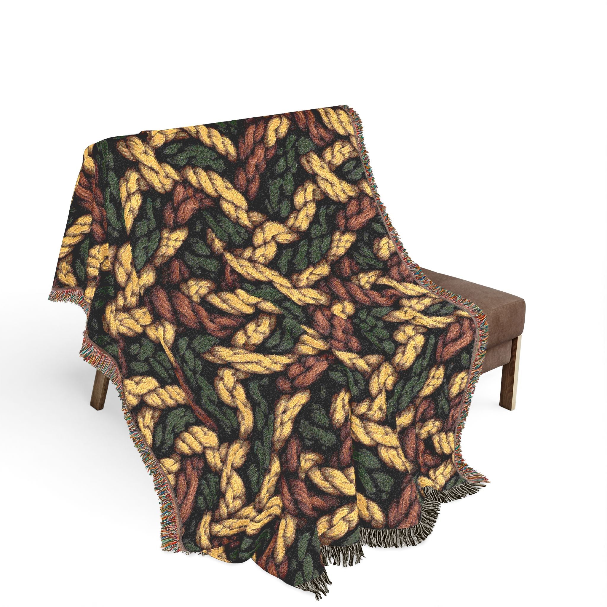 Woven Throw Blanket — Reversible Cozy Check Pattern for Living Room & Cabin - Design 08