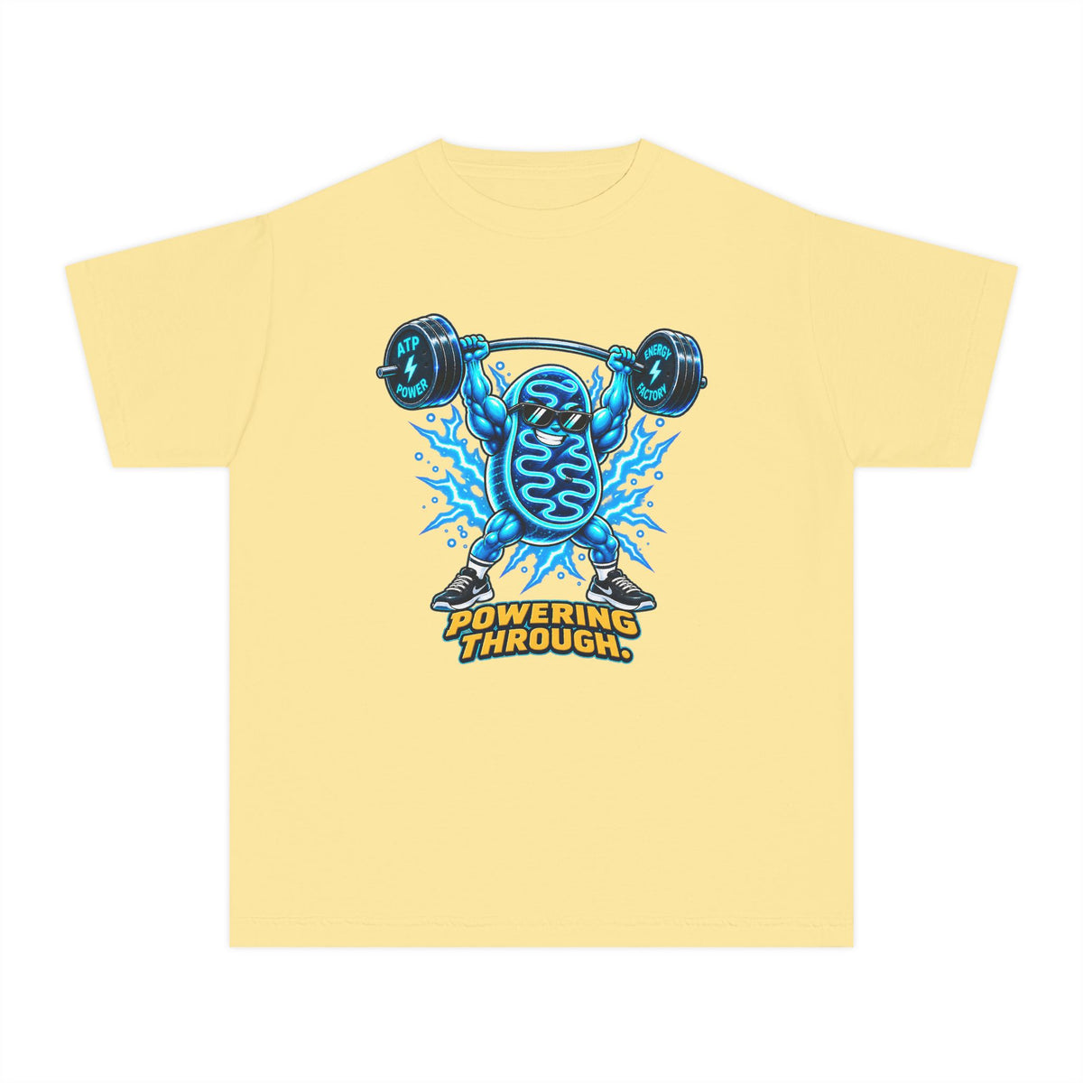 Mitochondria Powerhouse, a Science design, on a youth midweight cotton tee