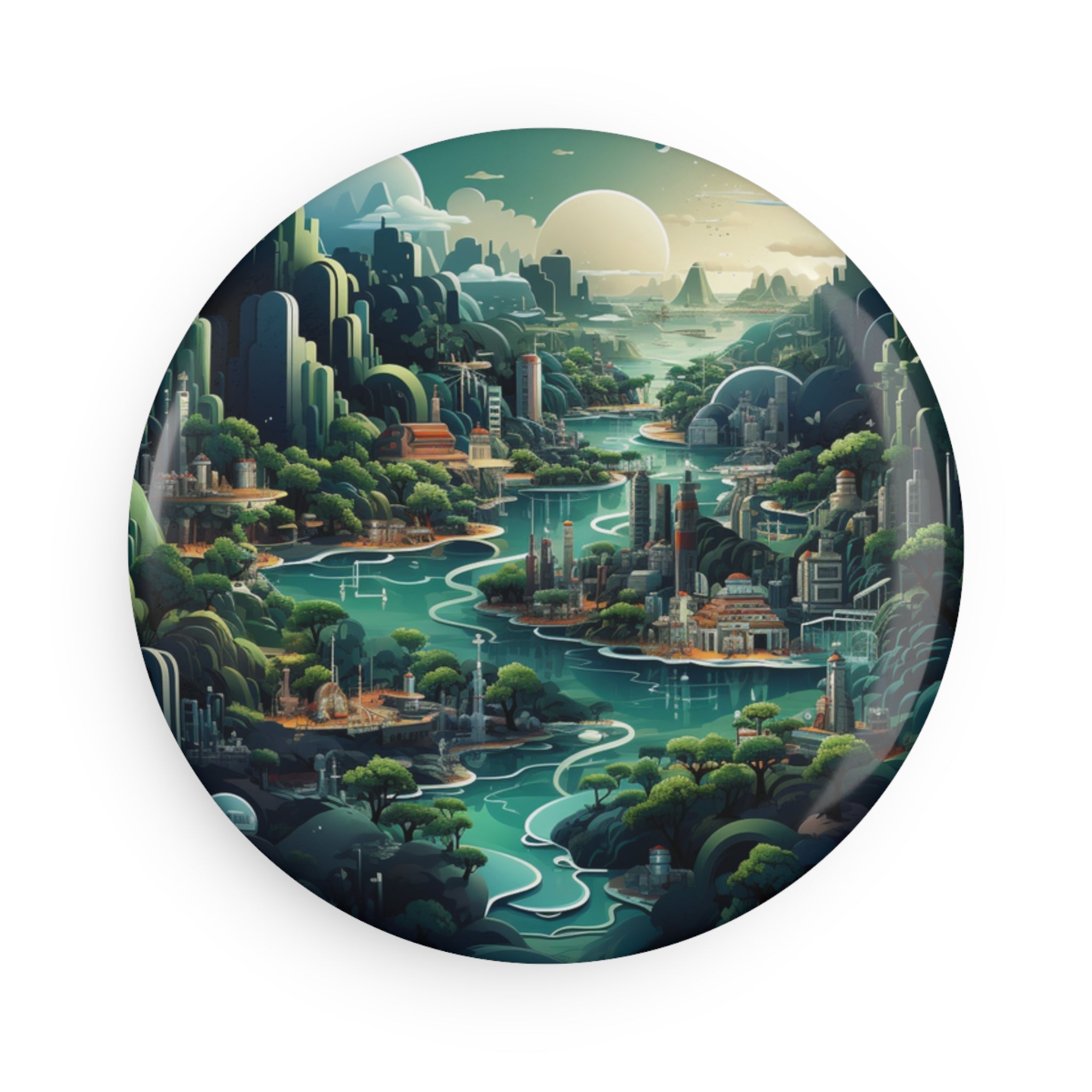 Button Magnet, Round (1 & 10 pcs) - Isometric City Designs 06
