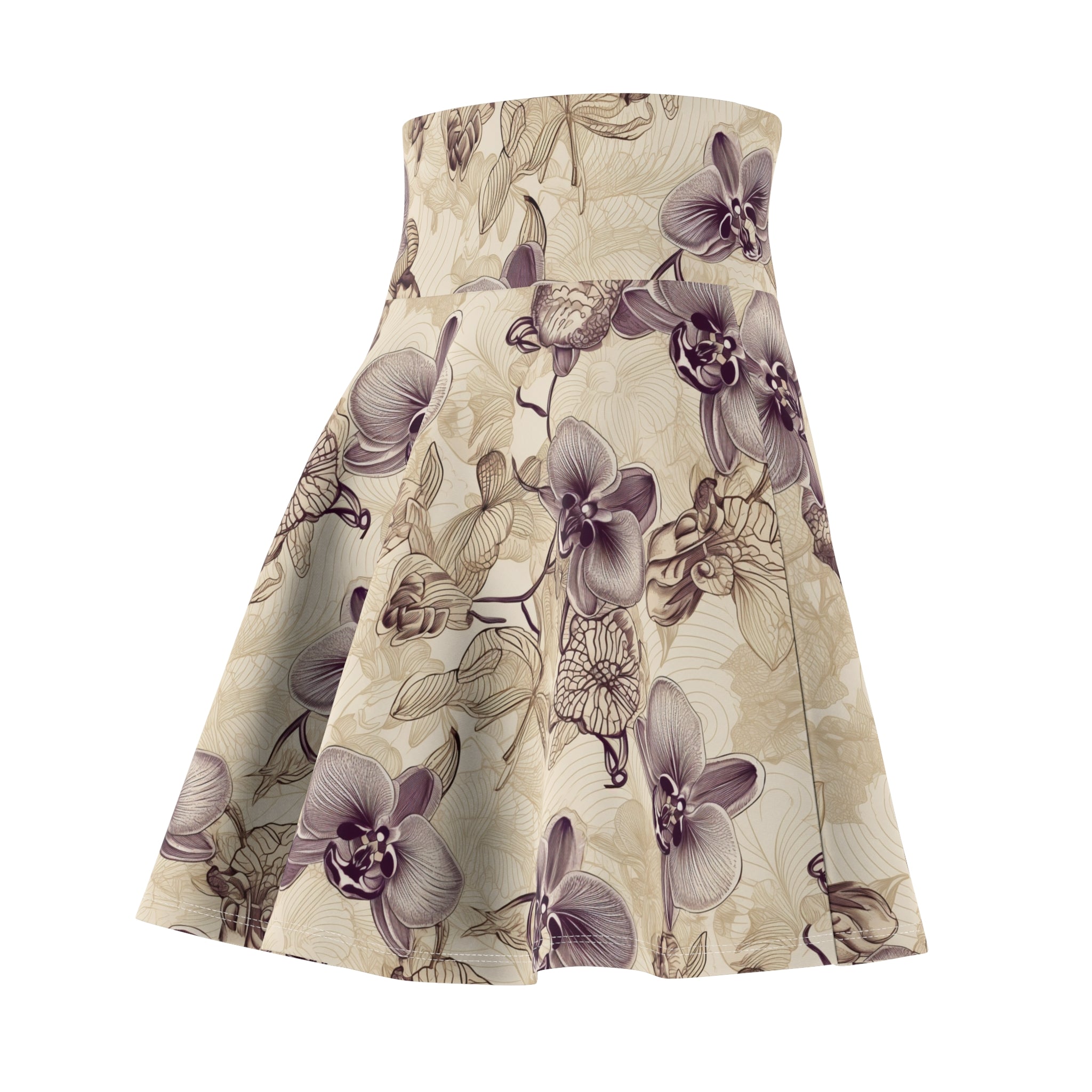 Women's Skater Skirt (AOP) - Seamless Watercolor Designs - Orchids