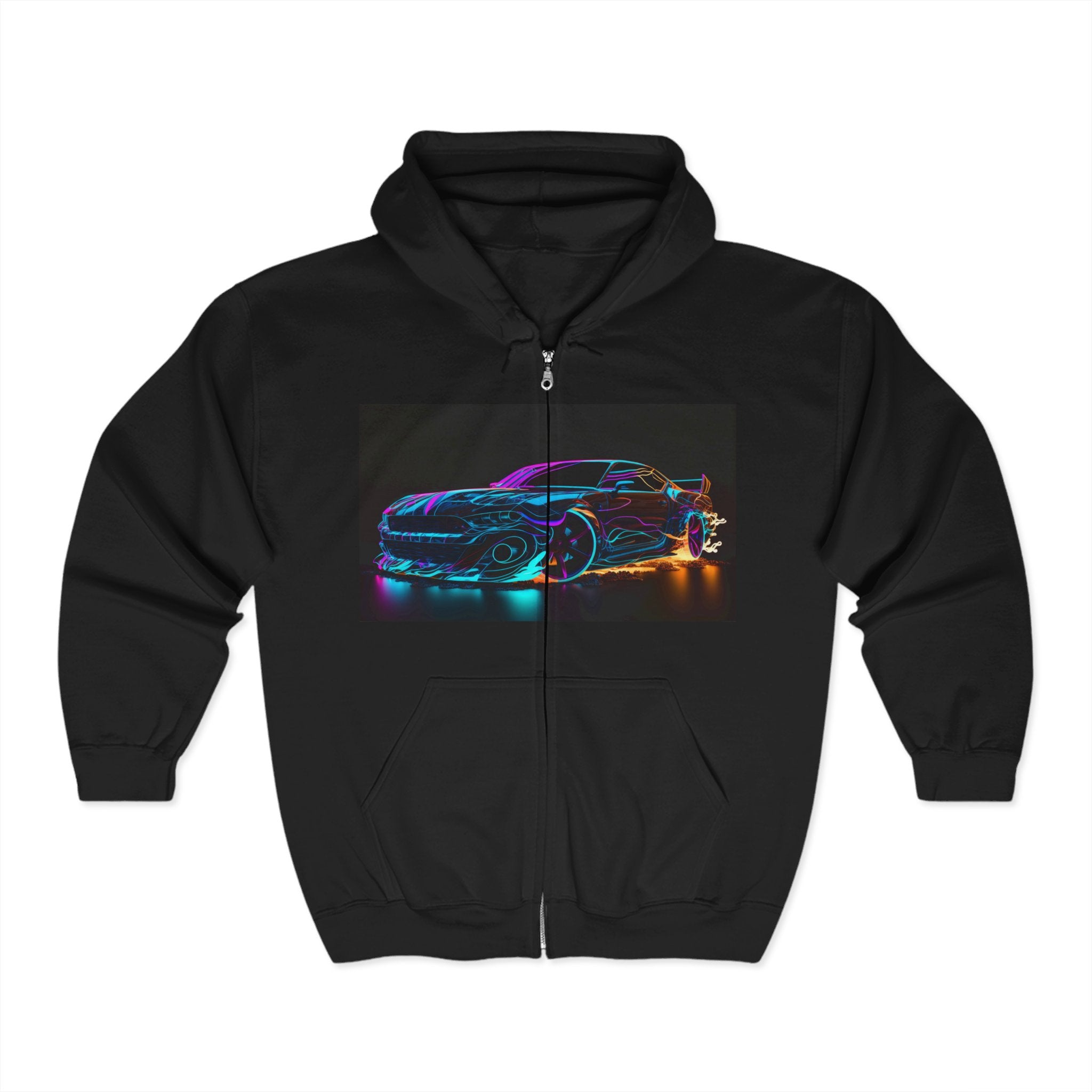 Unisex Heavy Blend™ Full Zip Hooded Sweatshirt - Neon Car 04