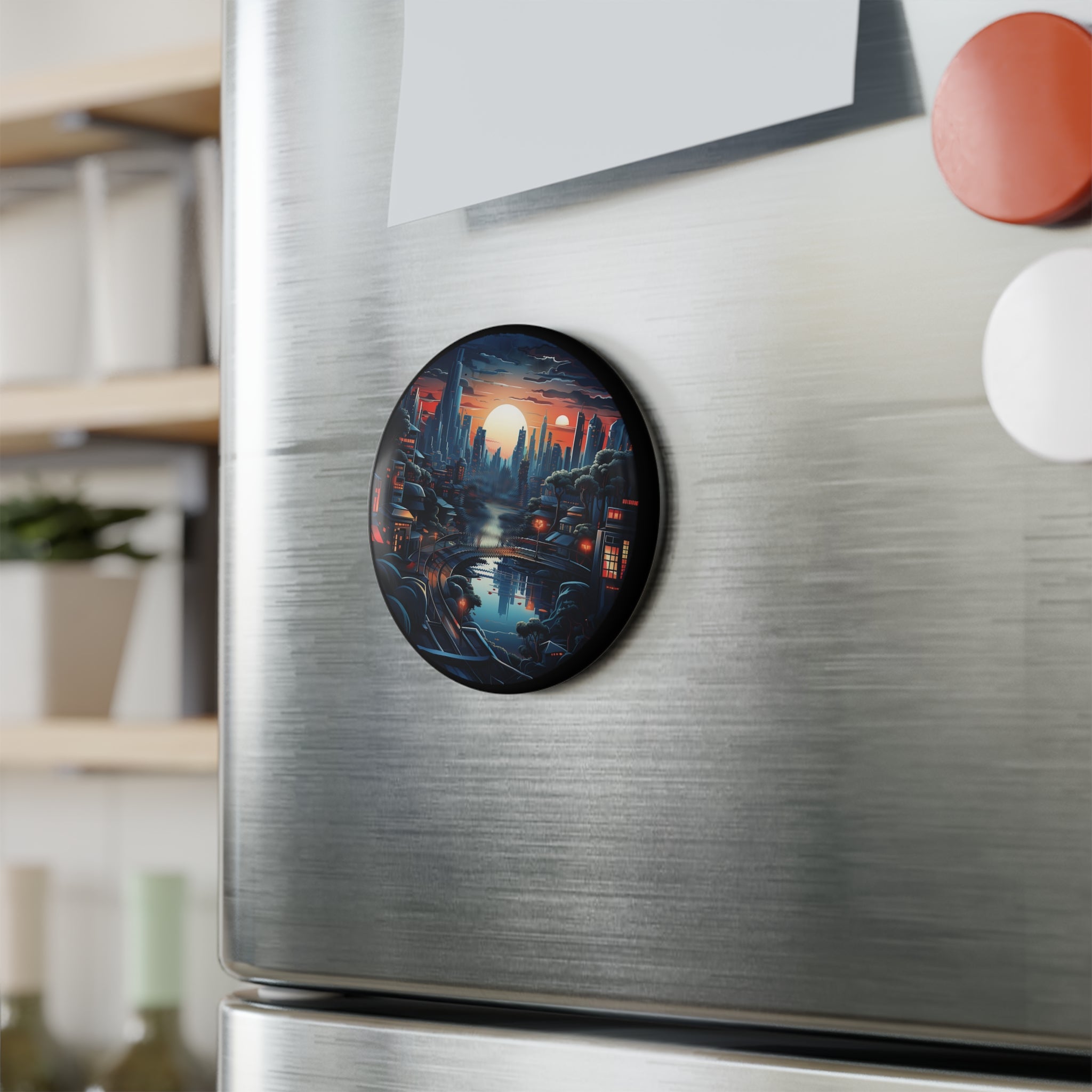 Button Magnet, Round (1 & 10 pcs) - Isometric City Designs 35