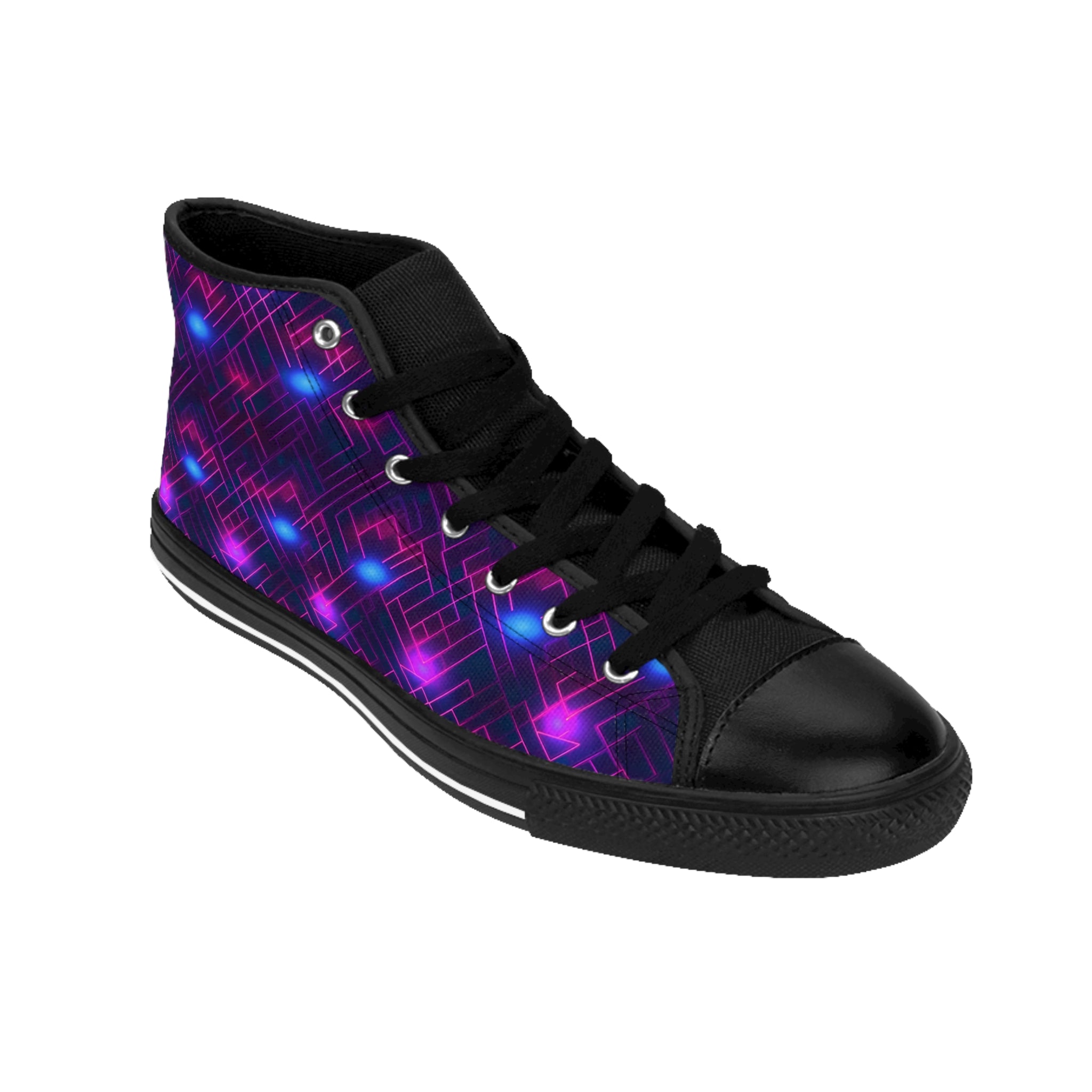 Men's Classic Sneakers (AOP) - Seamless Vibrant Synthwave Designs 02