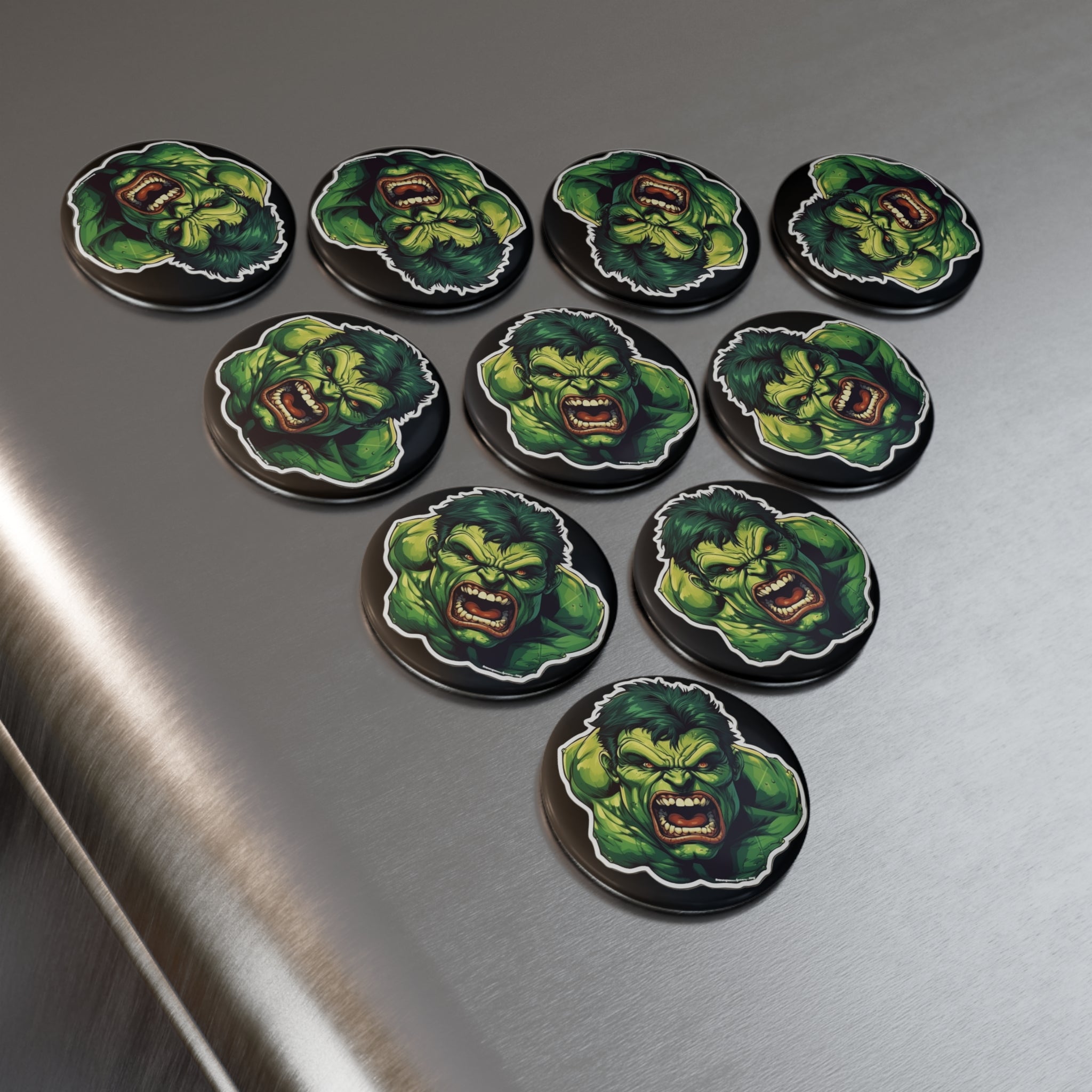 Button Magnet, Round (1 & 10 pcs) - Hulk