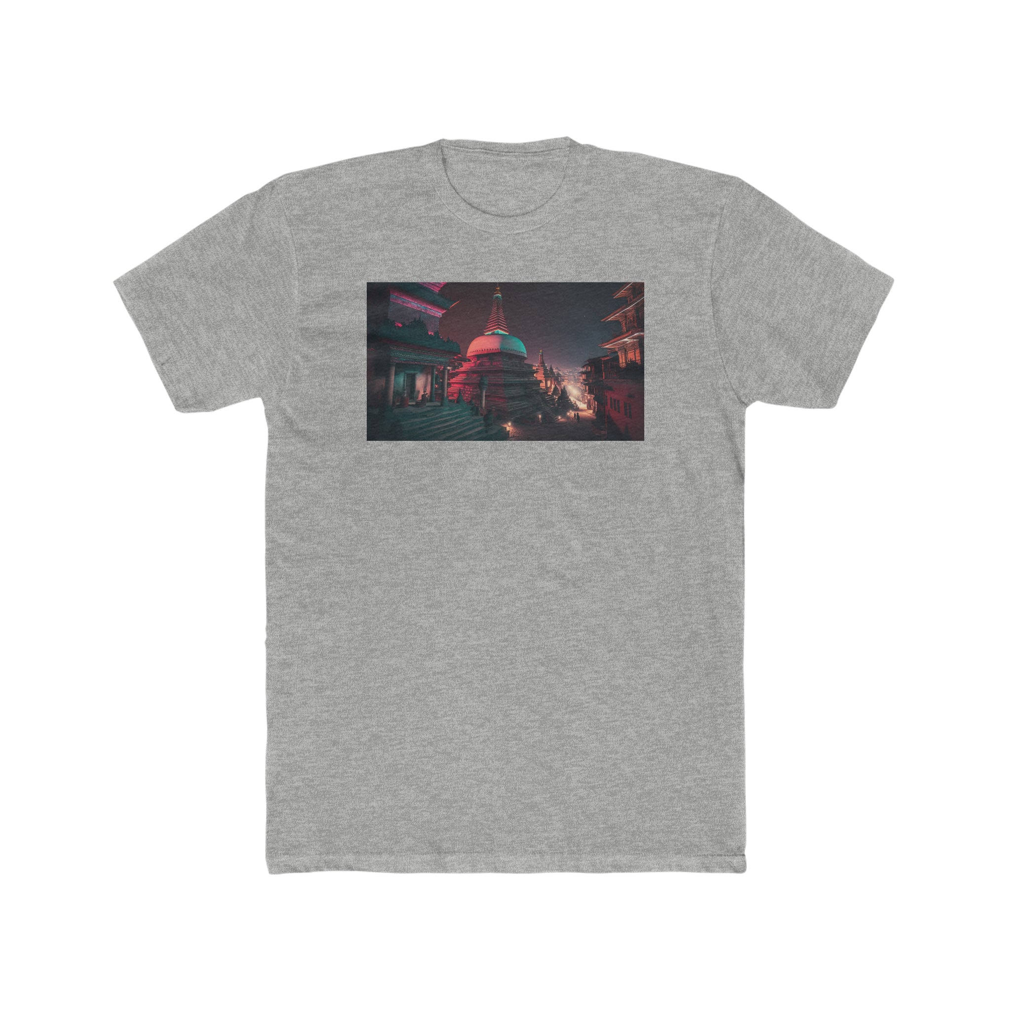 Men's Cotton Crew Tee - Fantasy Art - Swayambhunath Temple