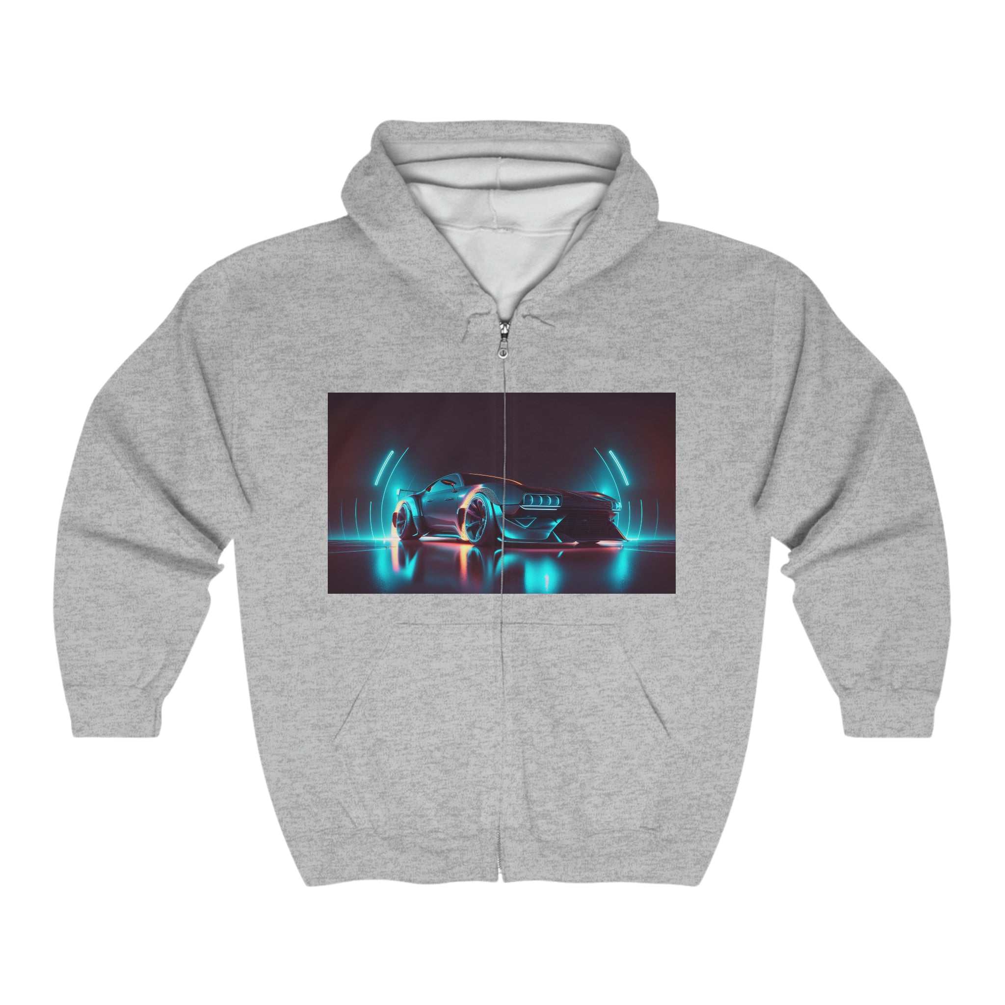 Unisex Heavy Blend™ Full Zip Hooded Sweatshirt - Neon Car 13