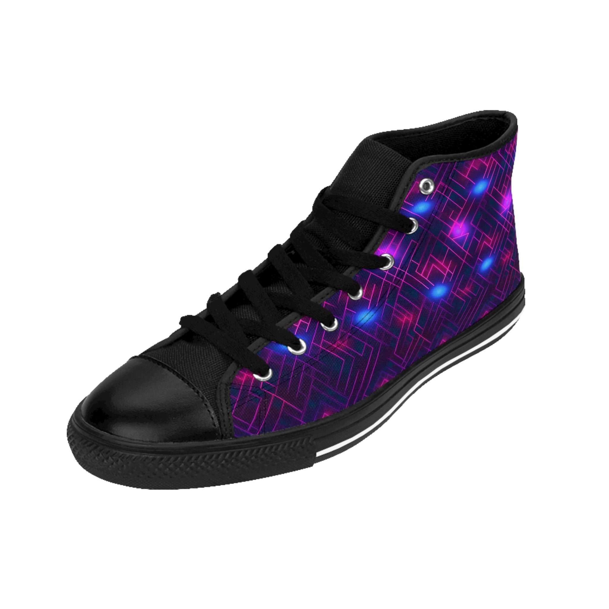 Men's Classic Sneakers (AOP) - Seamless Vibrant Synthwave Designs 02