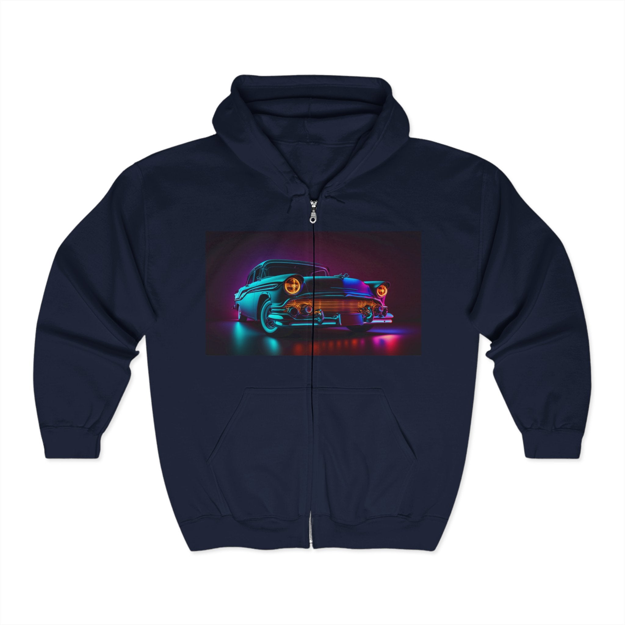 Unisex Heavy Blend™ Full Zip Hooded Sweatshirt - Neon Car 07