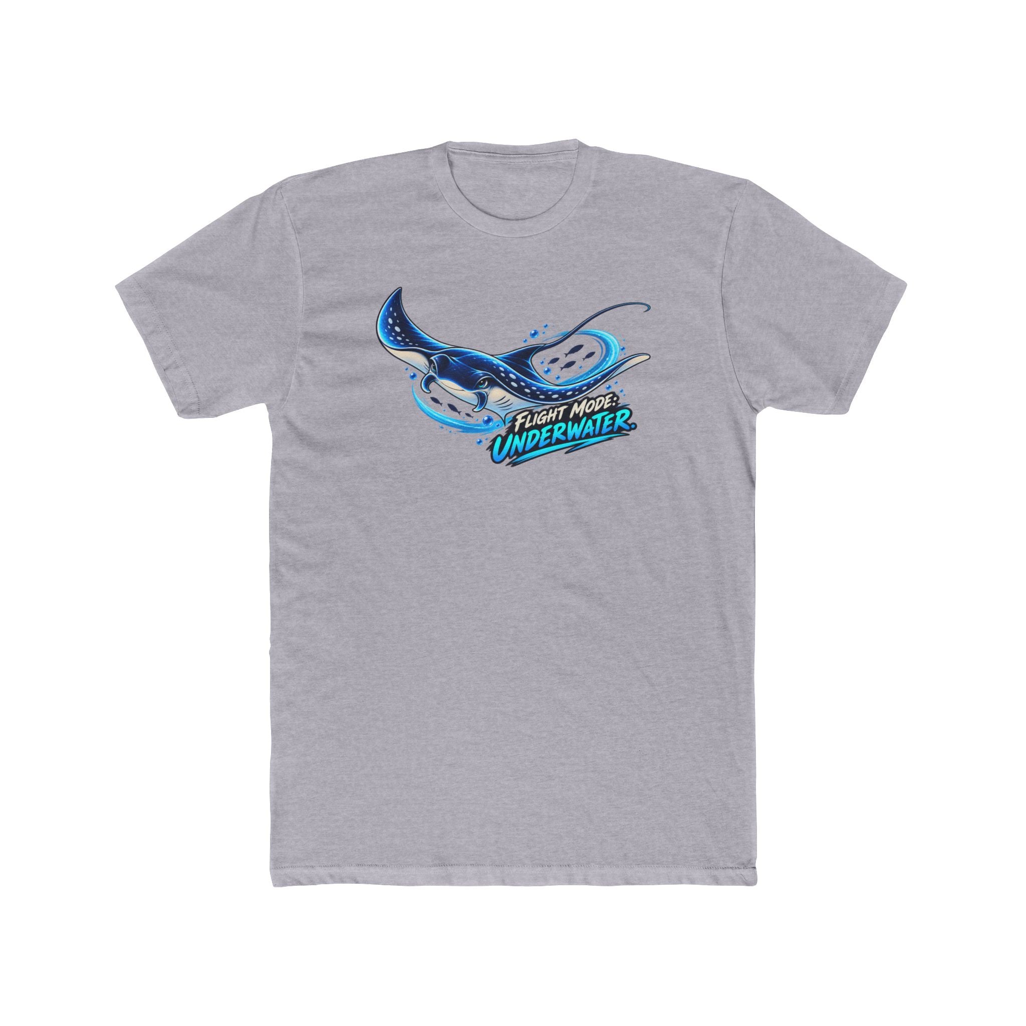 Men's Cotton Crew Tee - Science collection - Manta Ray Flying Underwater