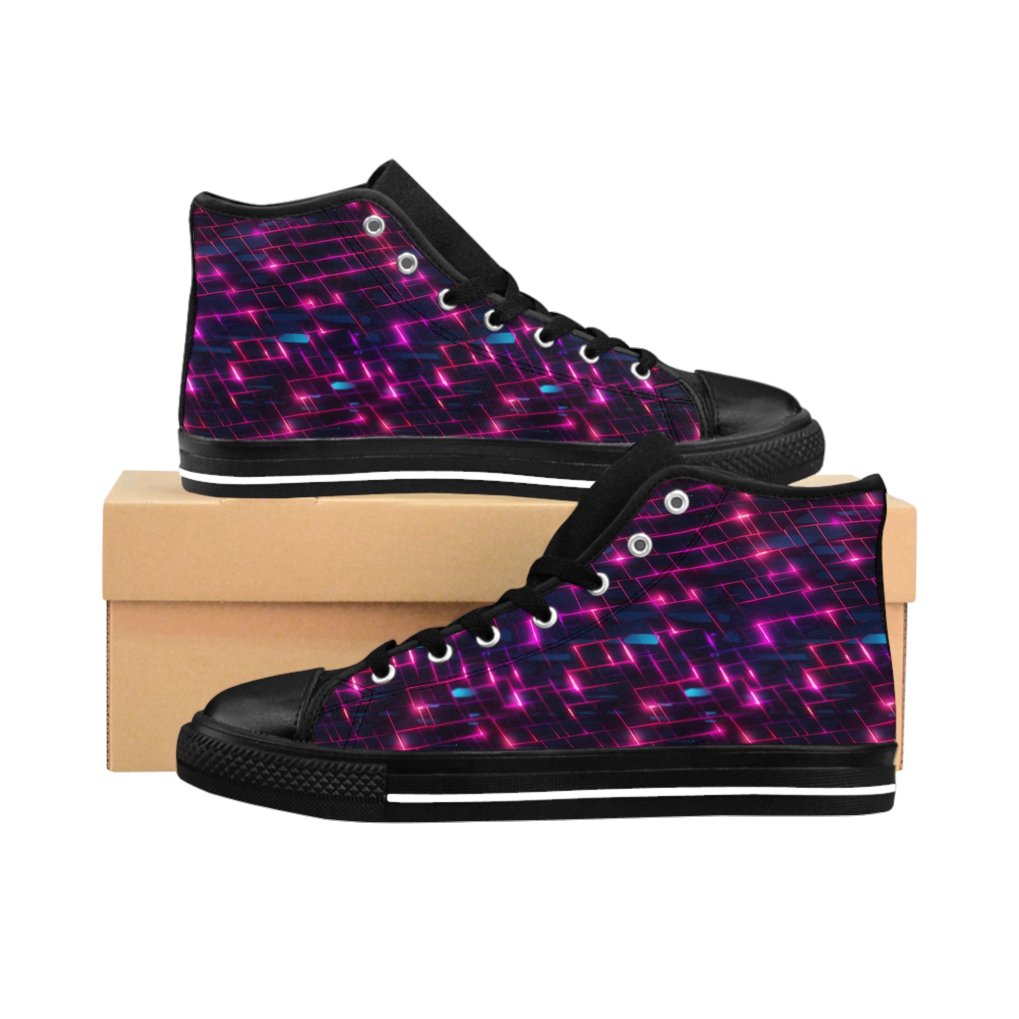 Men's Classic Sneakers (AOP) - Seamless Vibrant Synthwave Designs 03