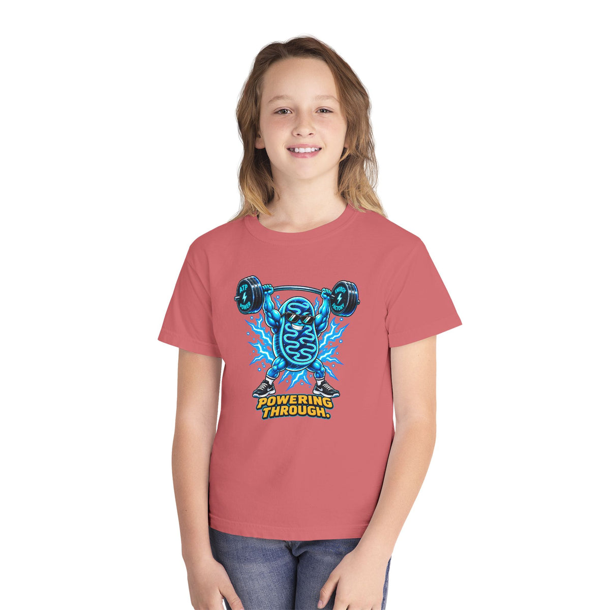 Mitochondria Powerhouse, a Science design, on a youth midweight cotton tee