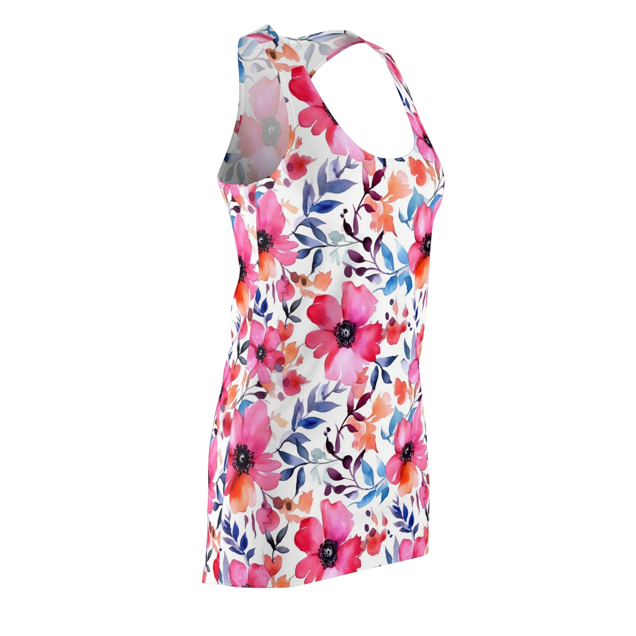 Women's Cut & Sew Racerback Dress (AOP) - Seamless Flower Watercolor Designs 02