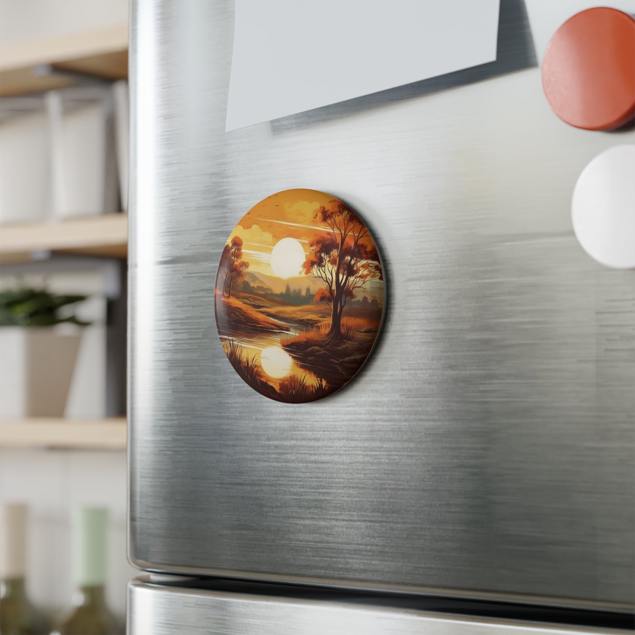 Button Magnet, Round (1 & 10 pcs) - Sunsets 07