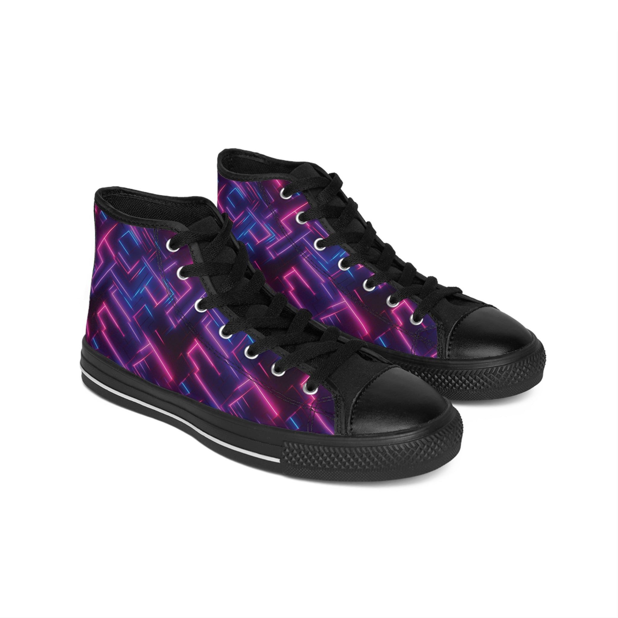 Men's Classic Sneakers (AOP) - Seamless Vibrant Synthwave Designs 05