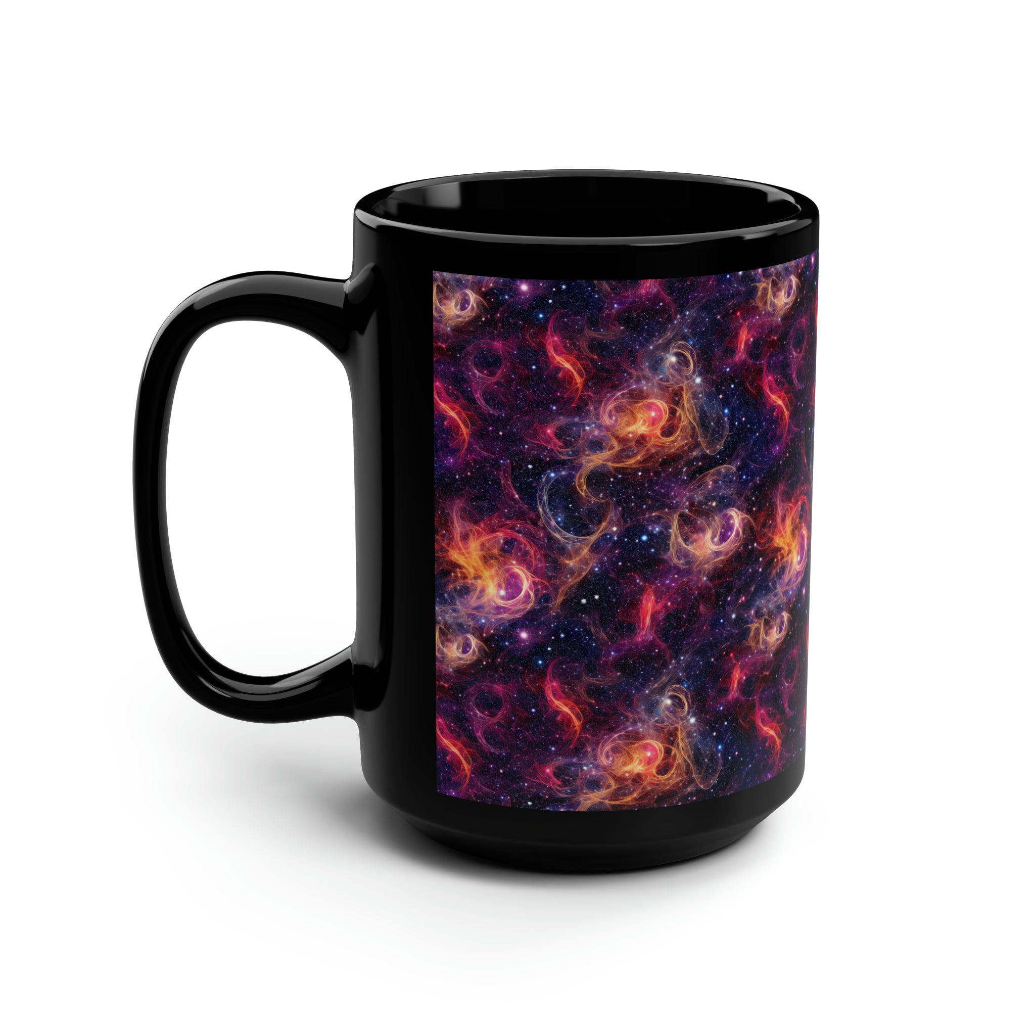 Black Mug, 15oz (AOP) - Fantasy Galaxies 01