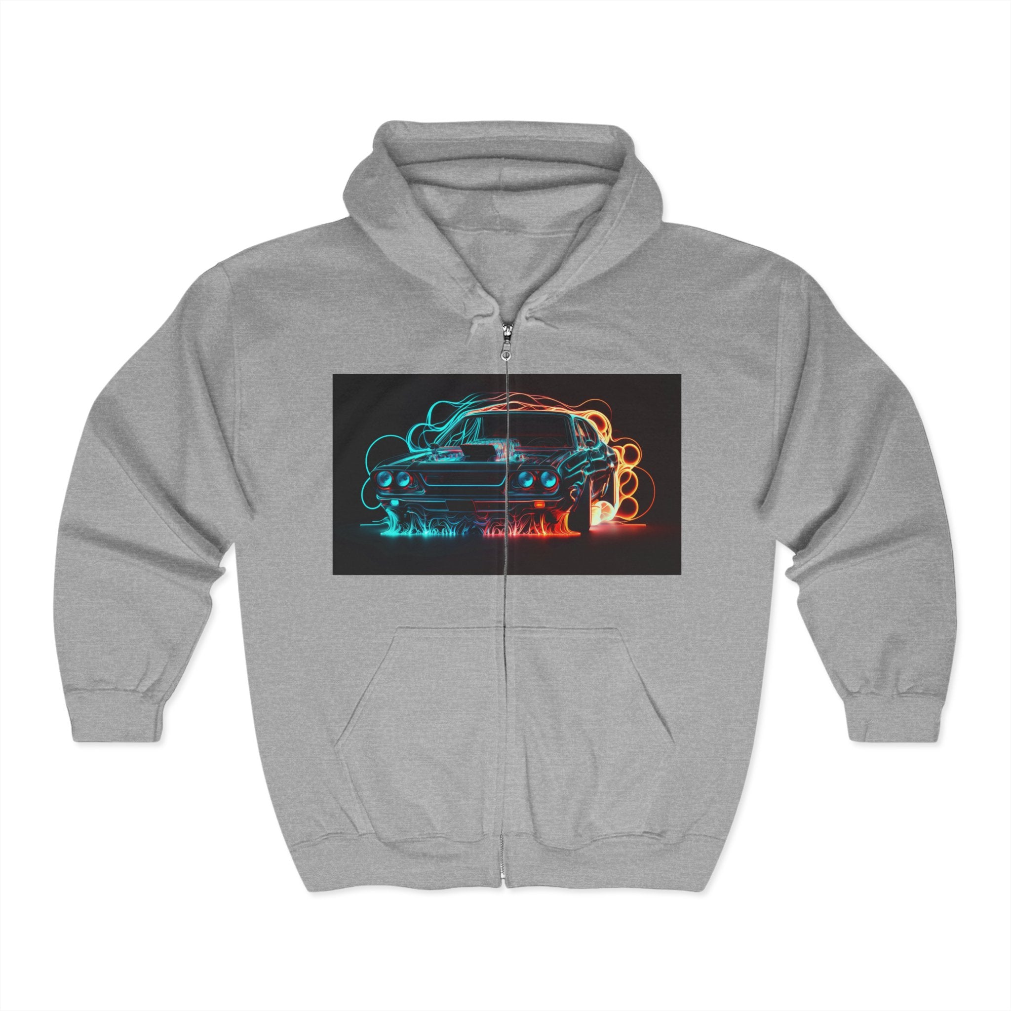Unisex Heavy Blend™ Full Zip Hooded Sweatshirt - Neon Car 05