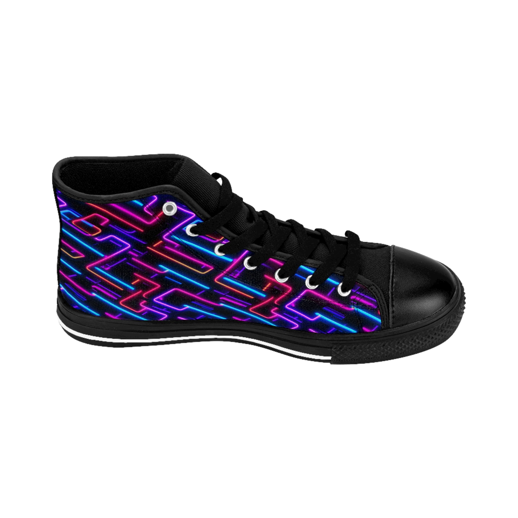 Men's Classic Sneakers (AOP) - Seamless Vibrant Neon Designs 01