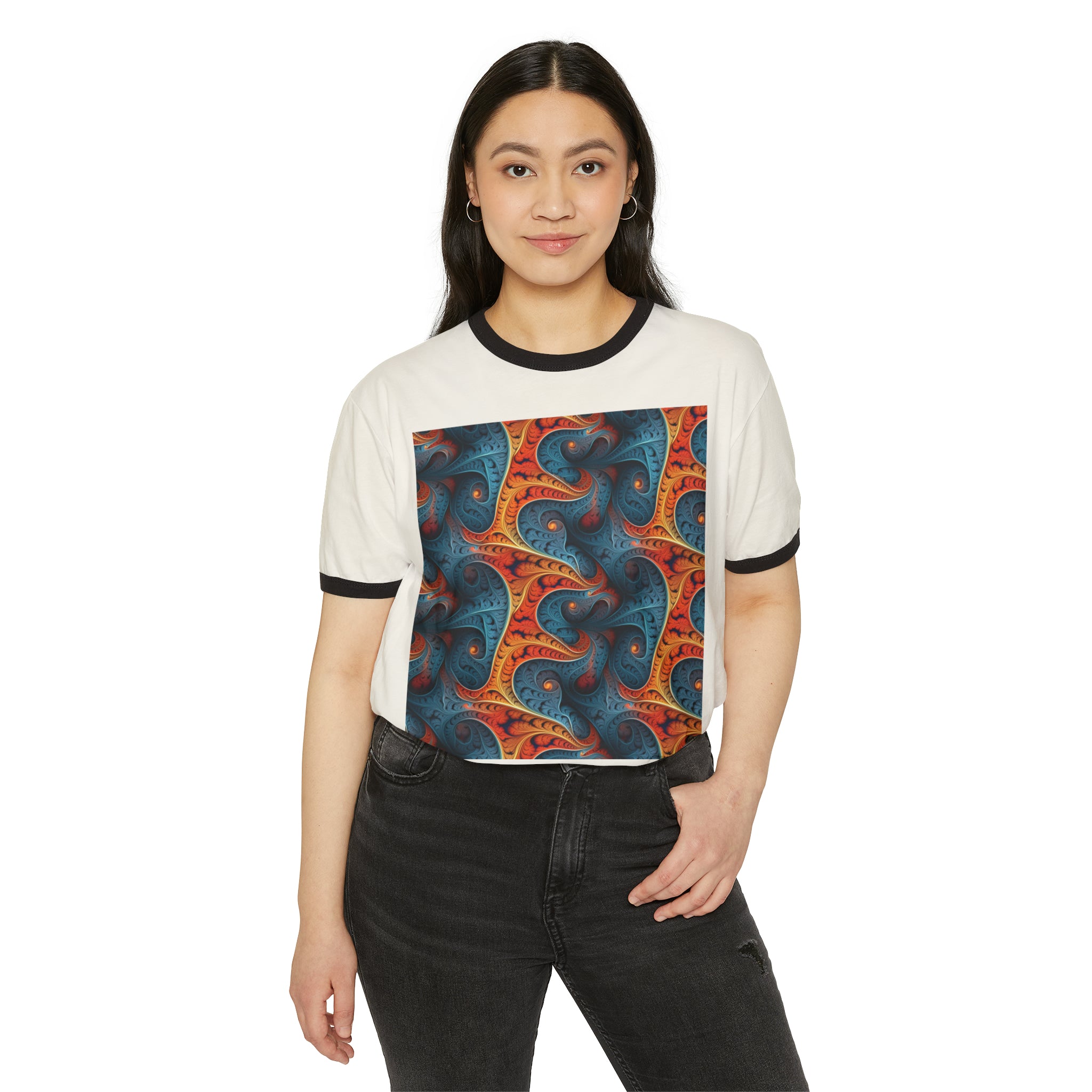 Unisex Cotton Ringer T-Shirt - Abstract Designs 01