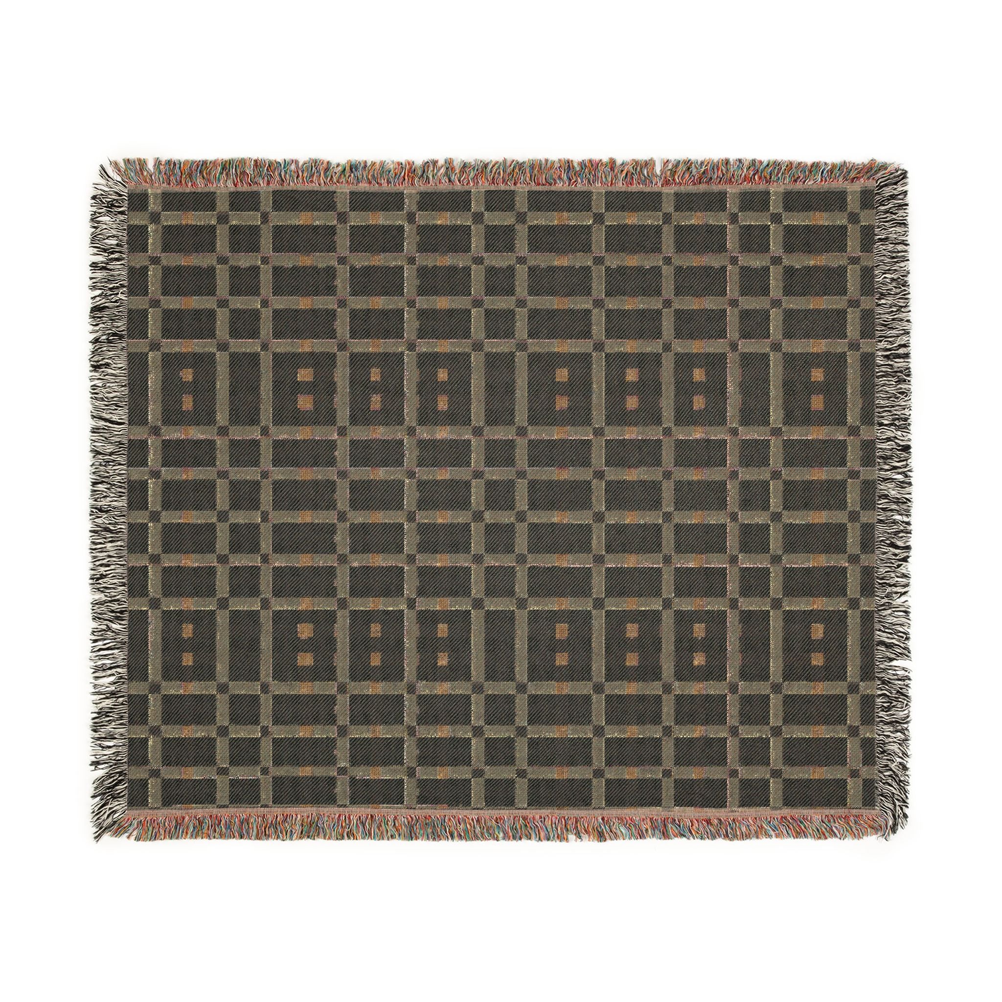 Woven Throw Blanket — Reversible Cozy Check Pattern for Living Room & Cabin - Design 01