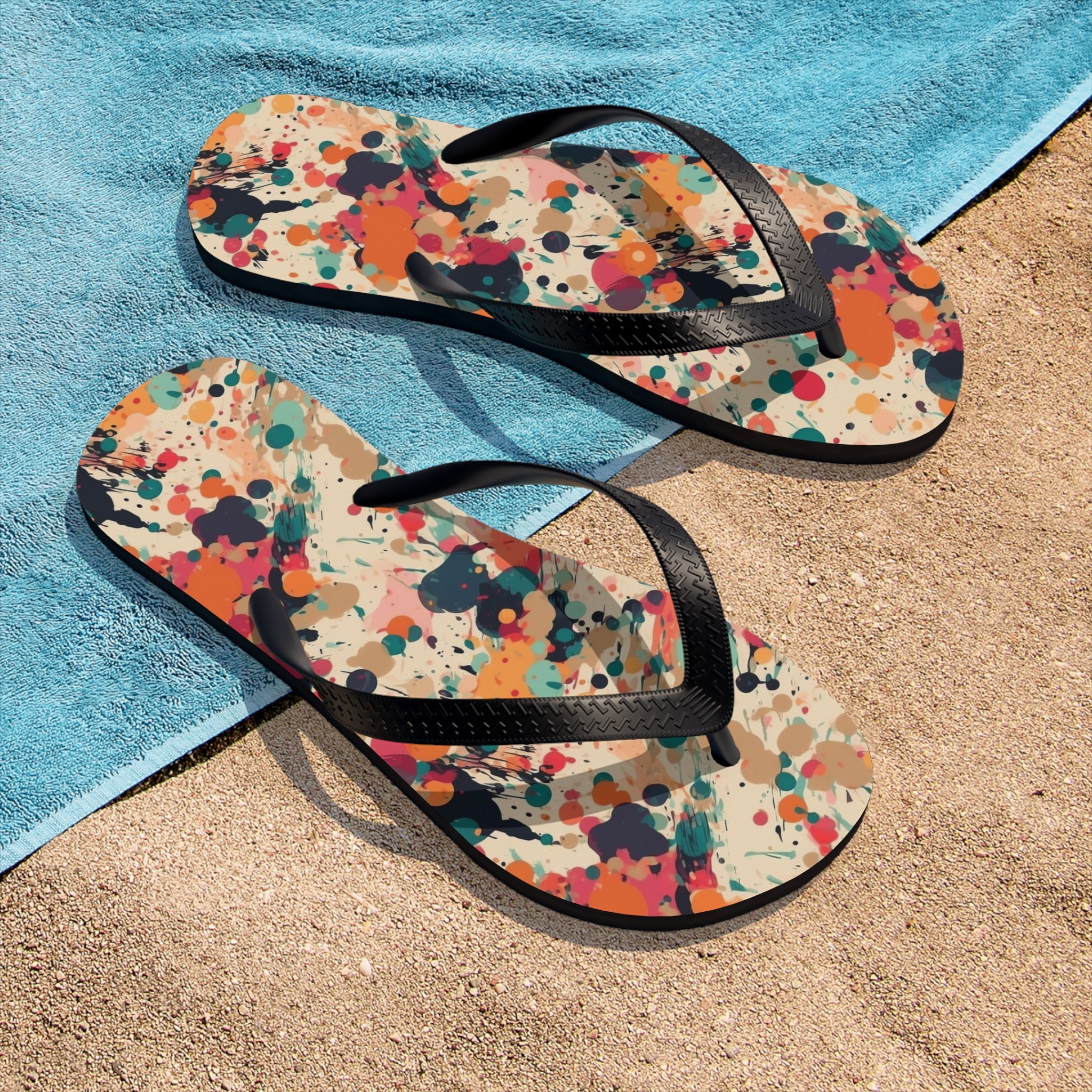 Unisex Flip-Flops (AOP) - Seamless Color Splatter Designs 04