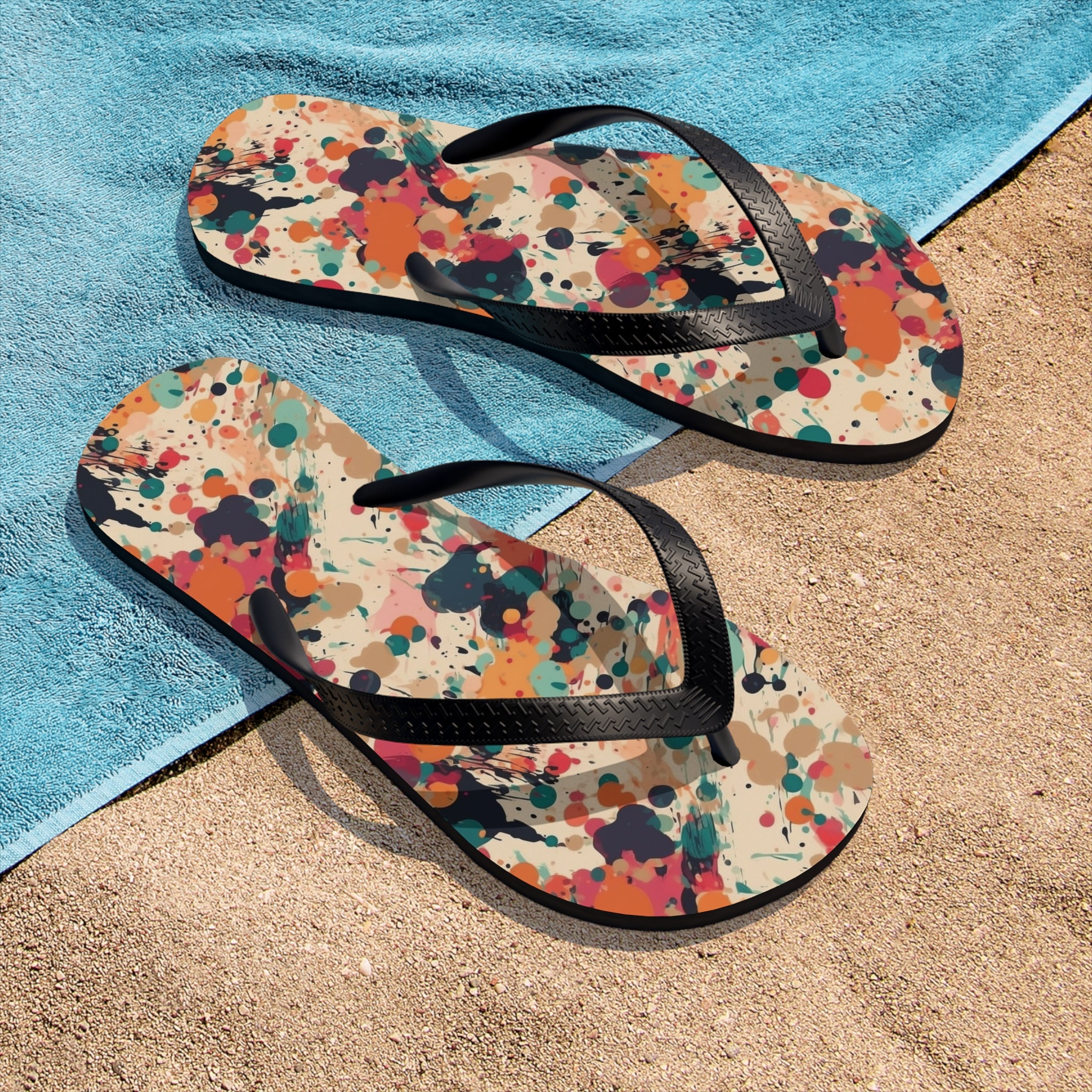 Unisex Flip-Flops (AOP) - Seamless Color Splatter Designs 02
