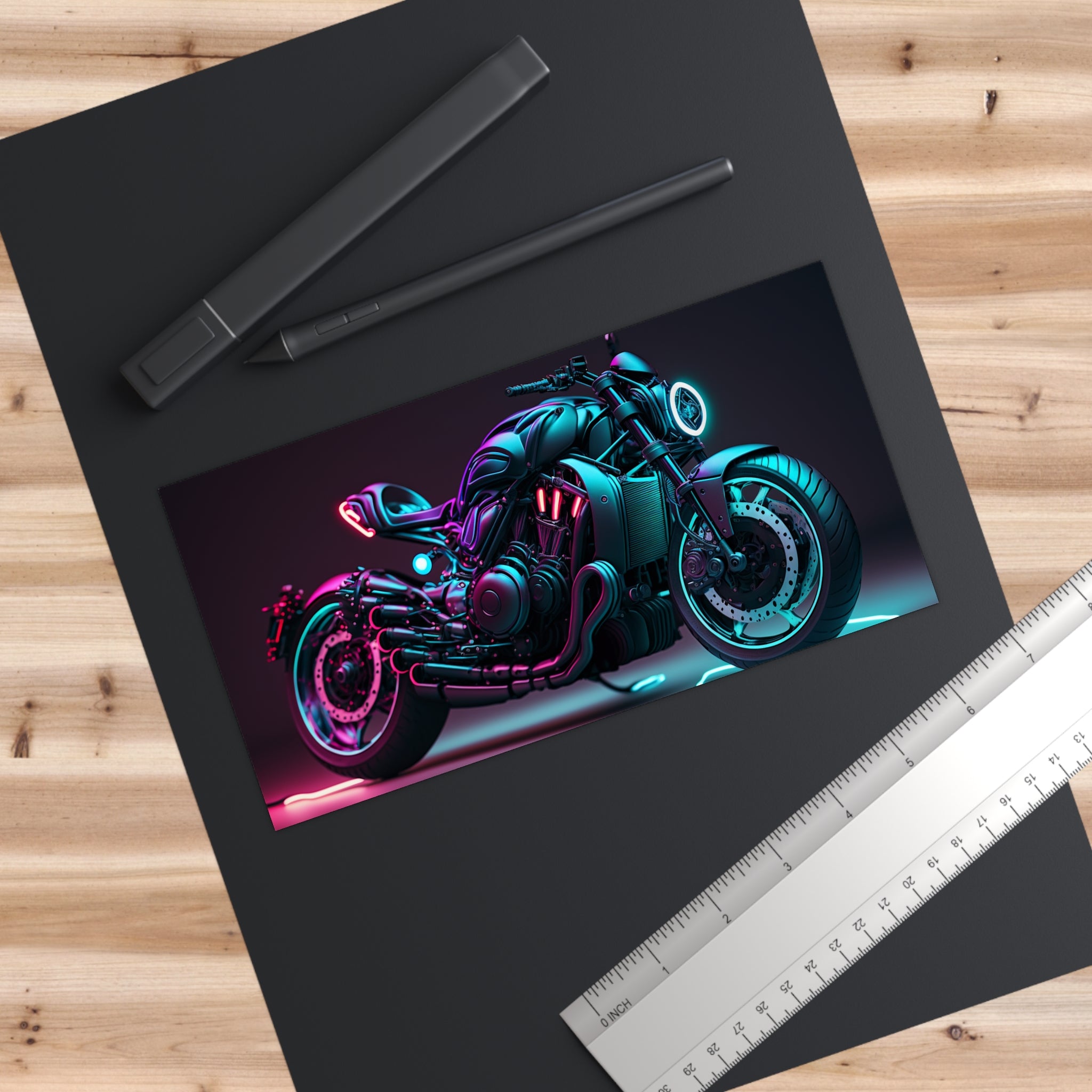 Bumper Stickers - Neon Motorcycle Design 02