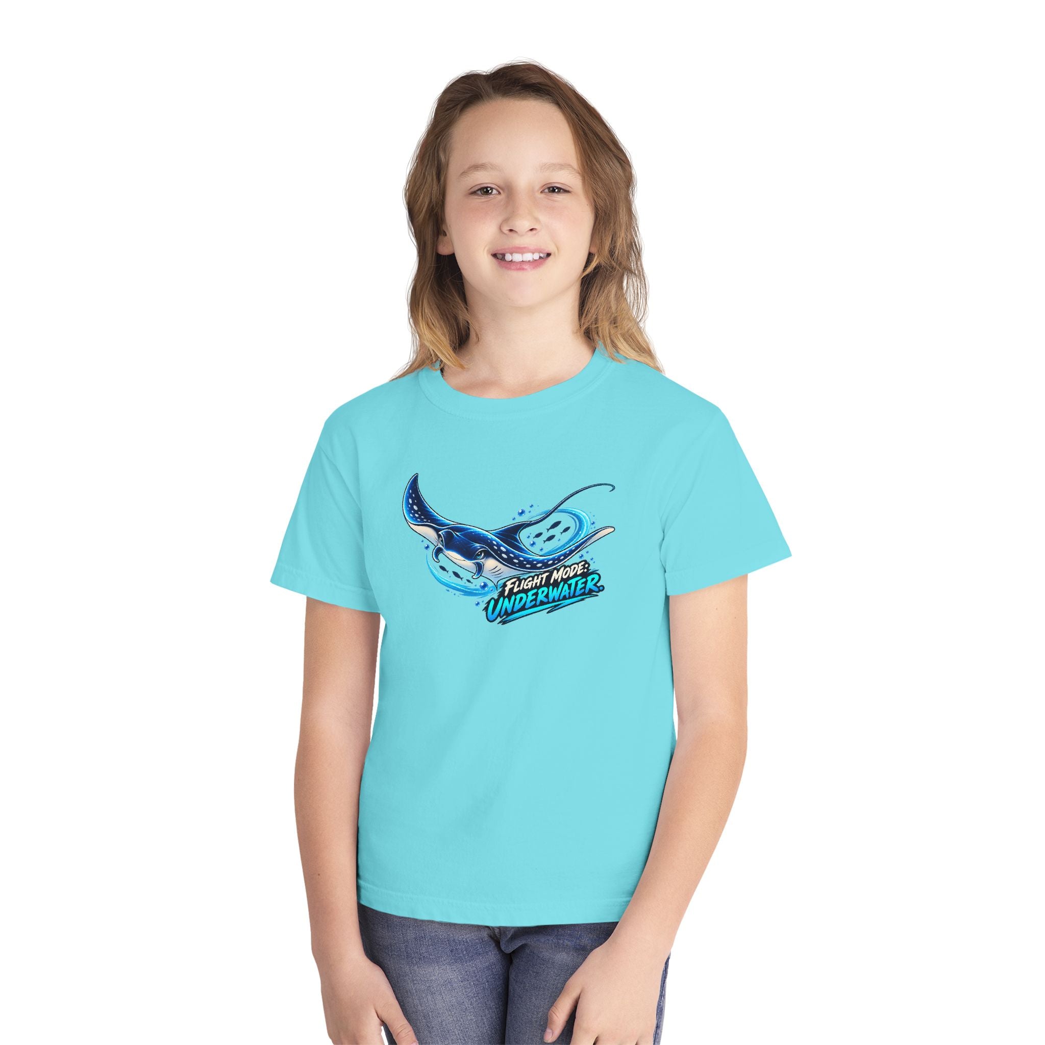 Youth Midweight Cotton Tee - Manta Ray