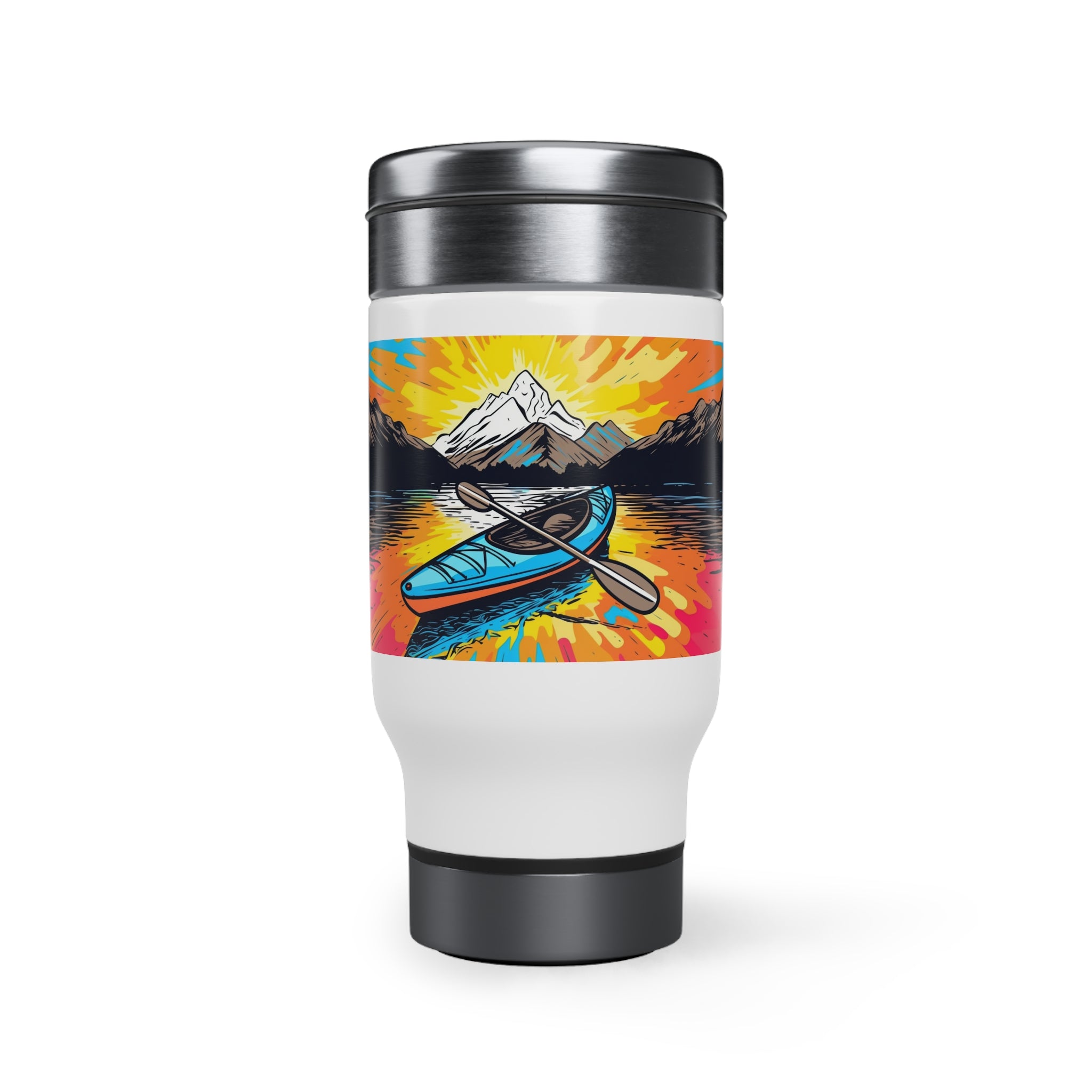 Stainless Steel Travel Mug with Handle, 14oz - Pop Art, Kayak