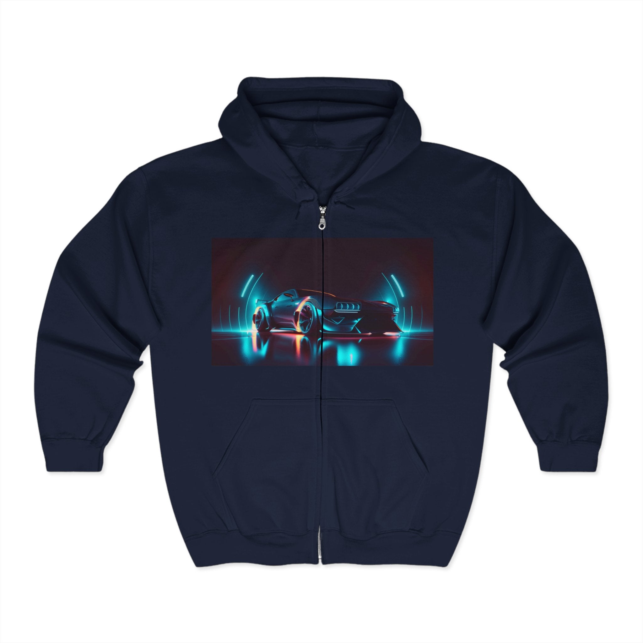 Unisex Heavy Blend™ Full Zip Hooded Sweatshirt - Neon Car 13