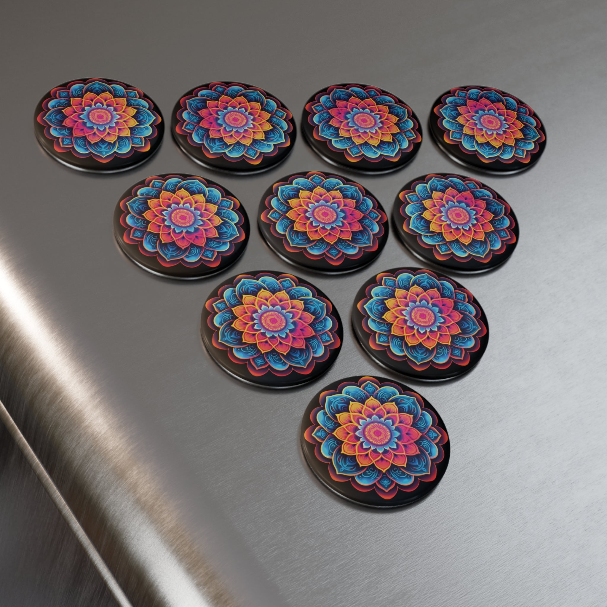 Button Magnet, Round (1 & 10 pcs) - Mandalas 29