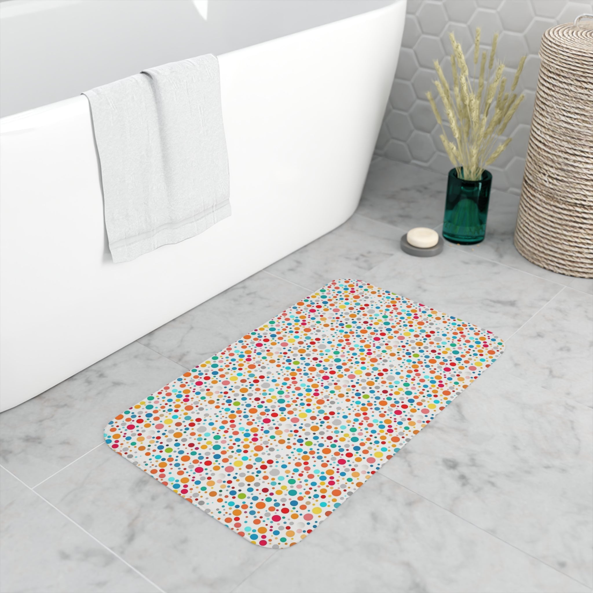 Memory Foam Bath Mat (AOP) - Seamless Polka Dots Designs