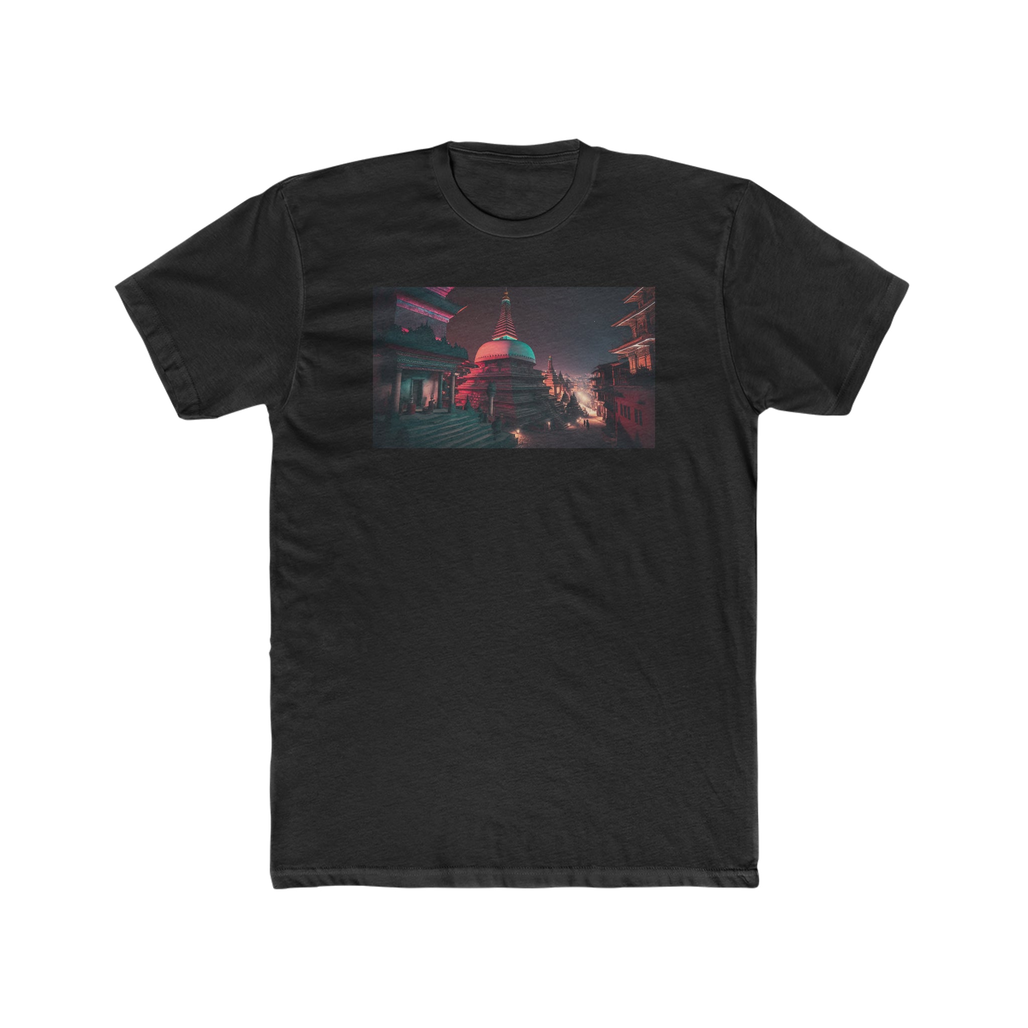 Men's Cotton Crew Tee - Fantasy Art - Swayambhunath Temple