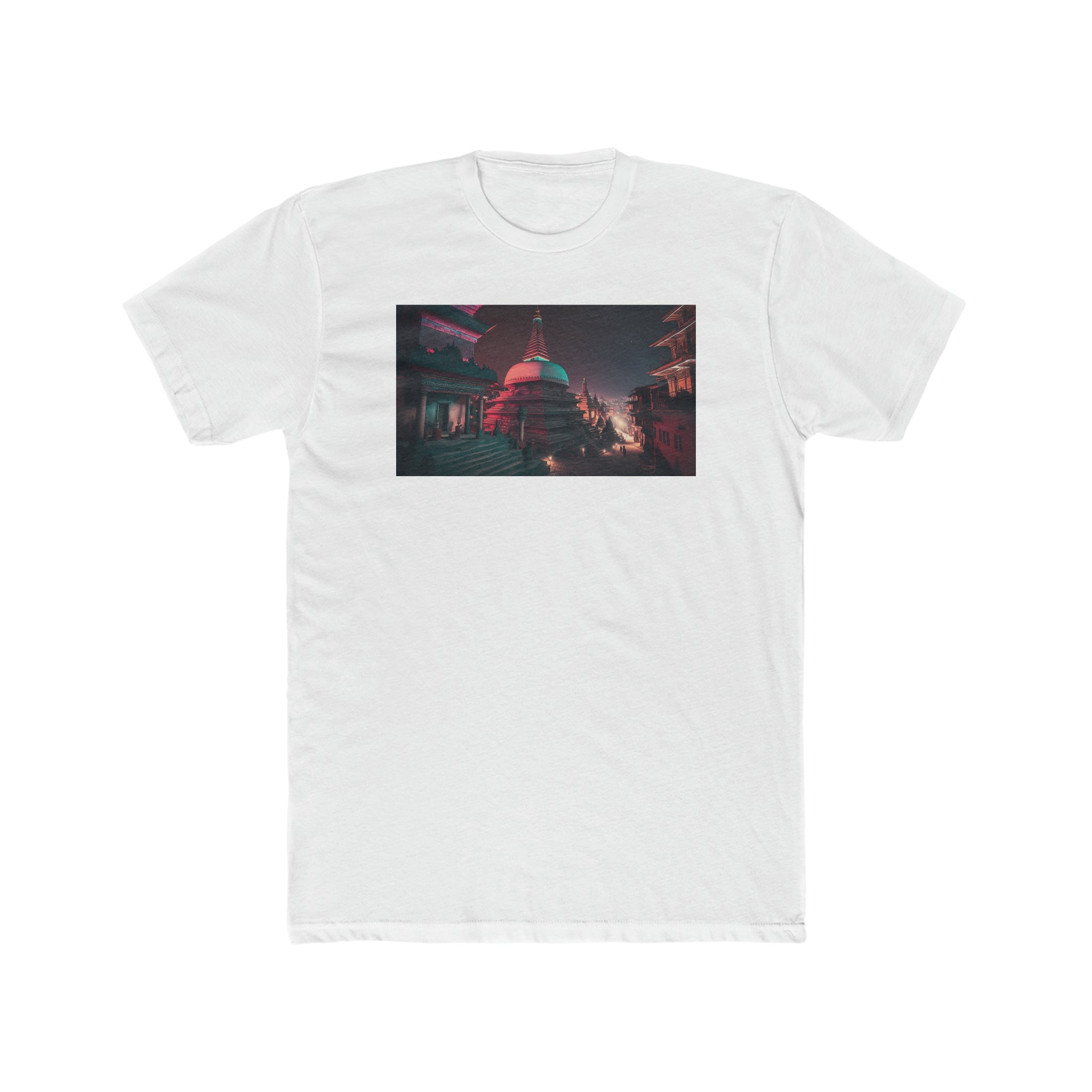 Men's Cotton Crew Tee - Fantasy Art - Swayambhunath Temple
