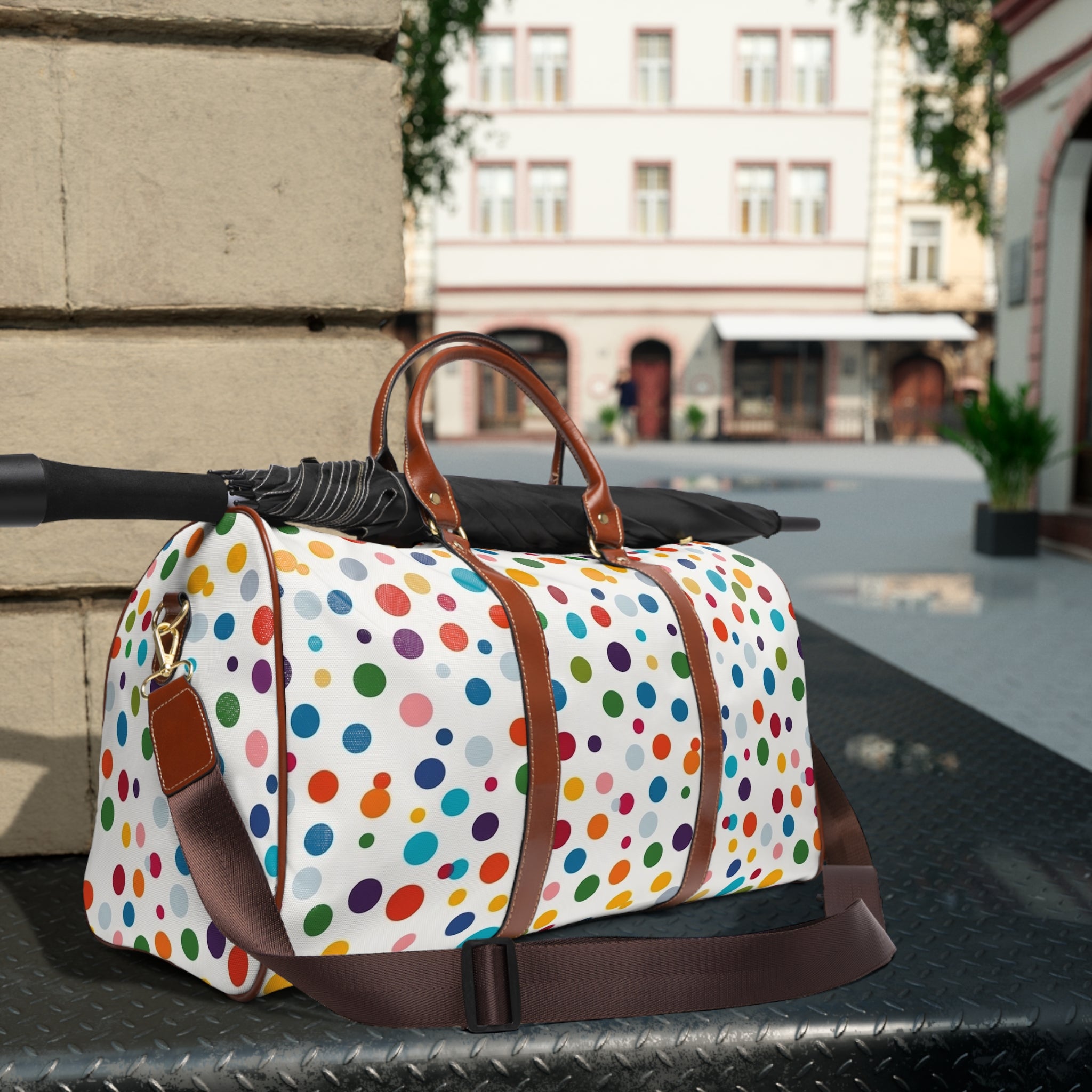 Waterproof Travel Bag (AOP) - Polka Dots Design 02