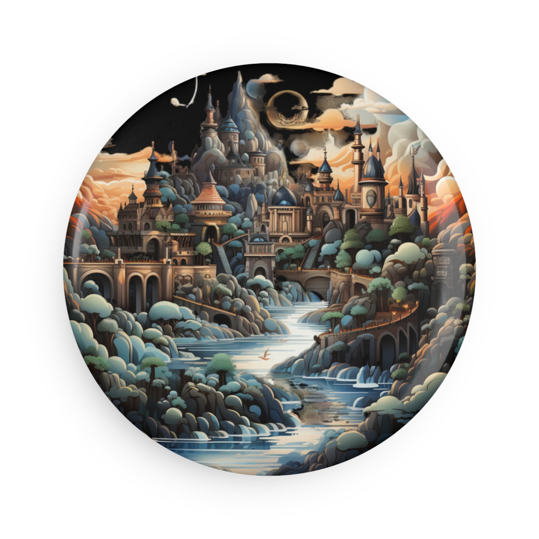 Button Magnet, Round (1 & 10 pcs) - Isometric City Designs 17